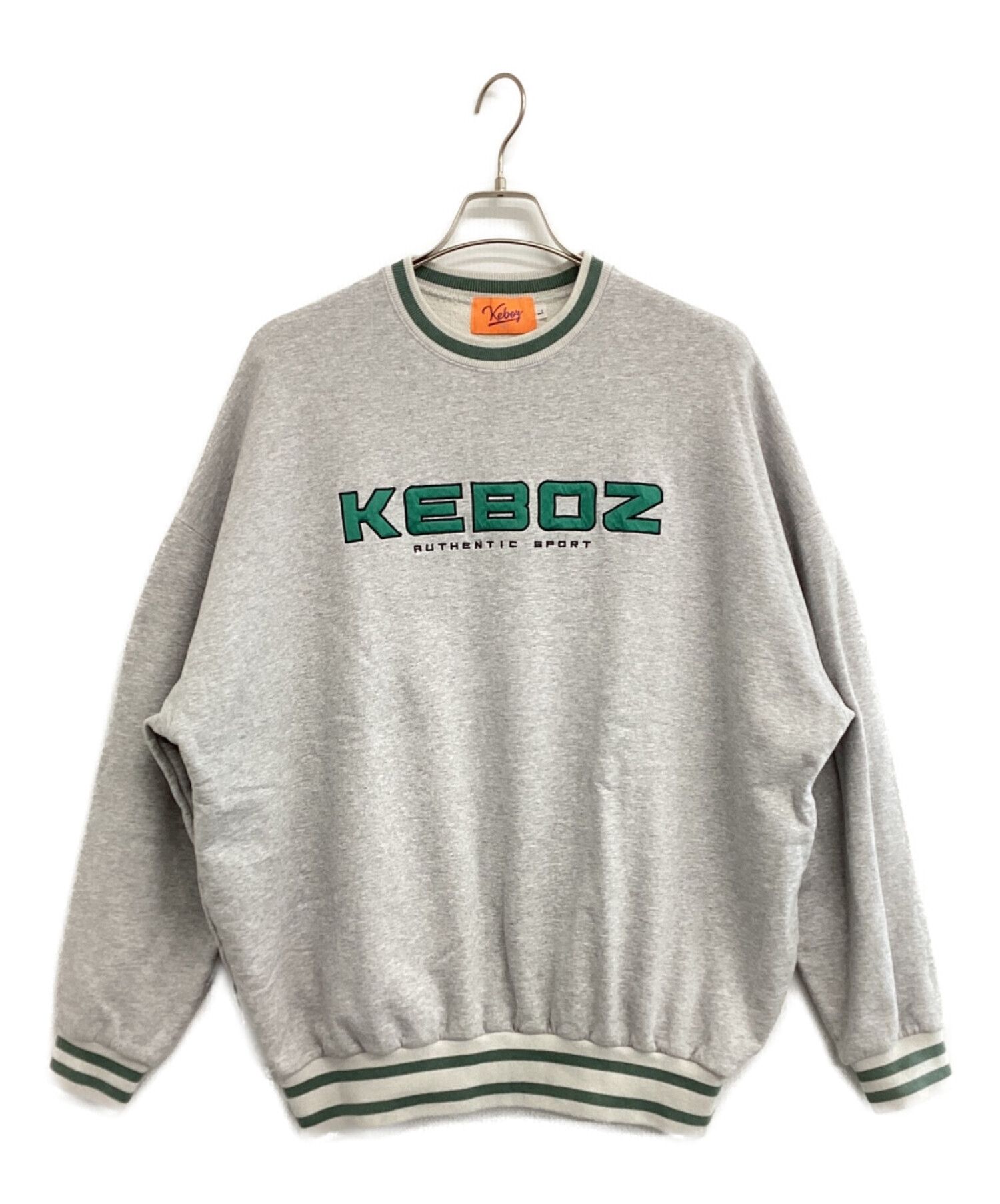 KEBOZ (ケボズ) ロゴスウェット グレー×グリーン サイズ:L