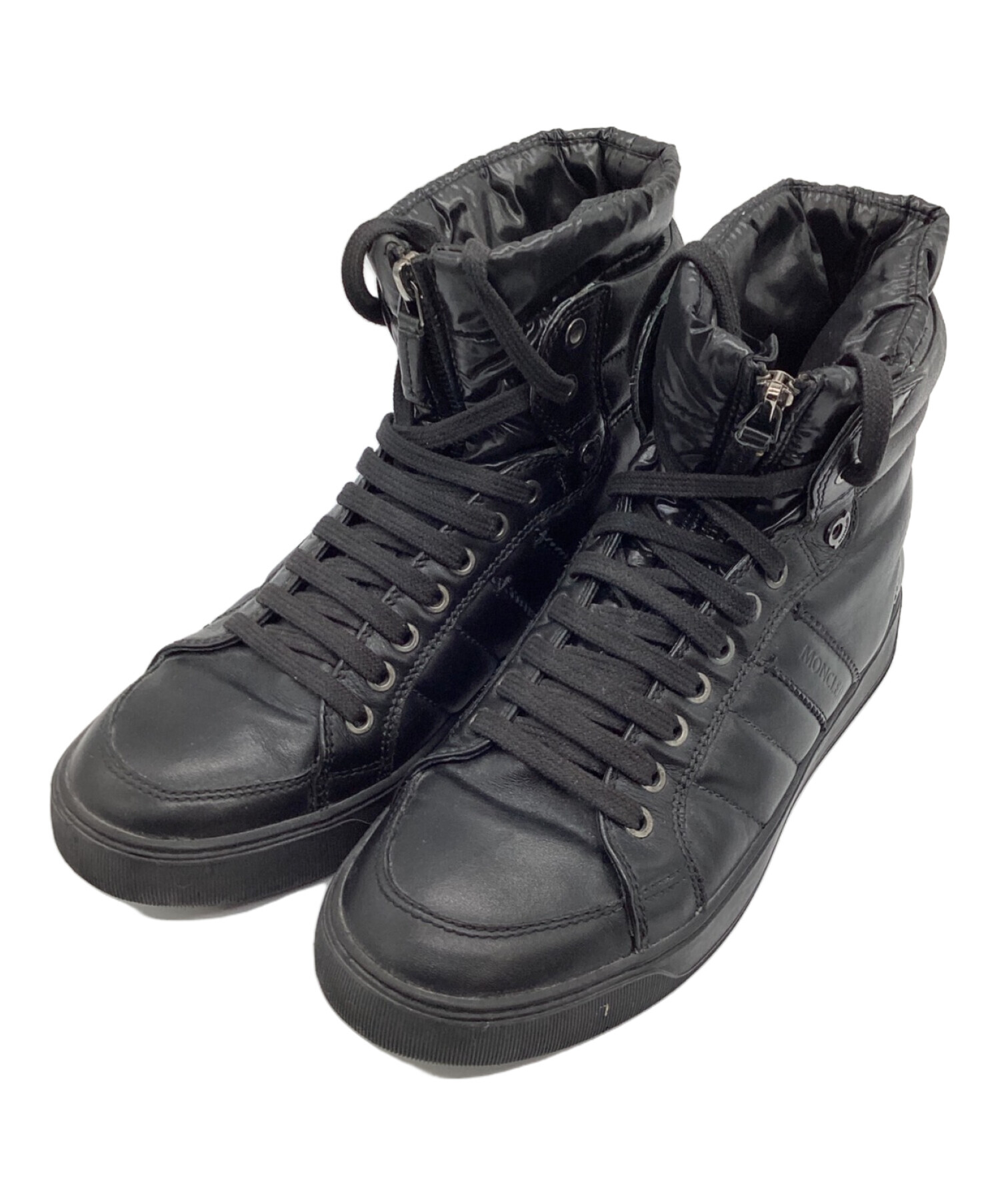 中古・古着通販】MONCLER (モンクレール) レザーブーツ ブラック 