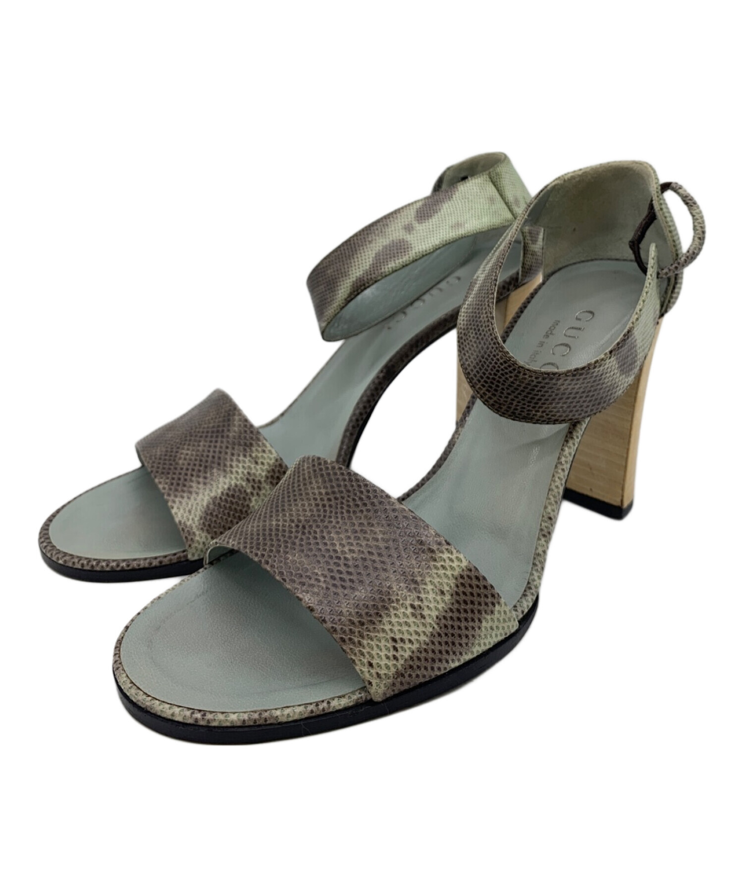 中古・古着通販】GUCCI (グッチ) ヒールサンダル ライトグリーン 