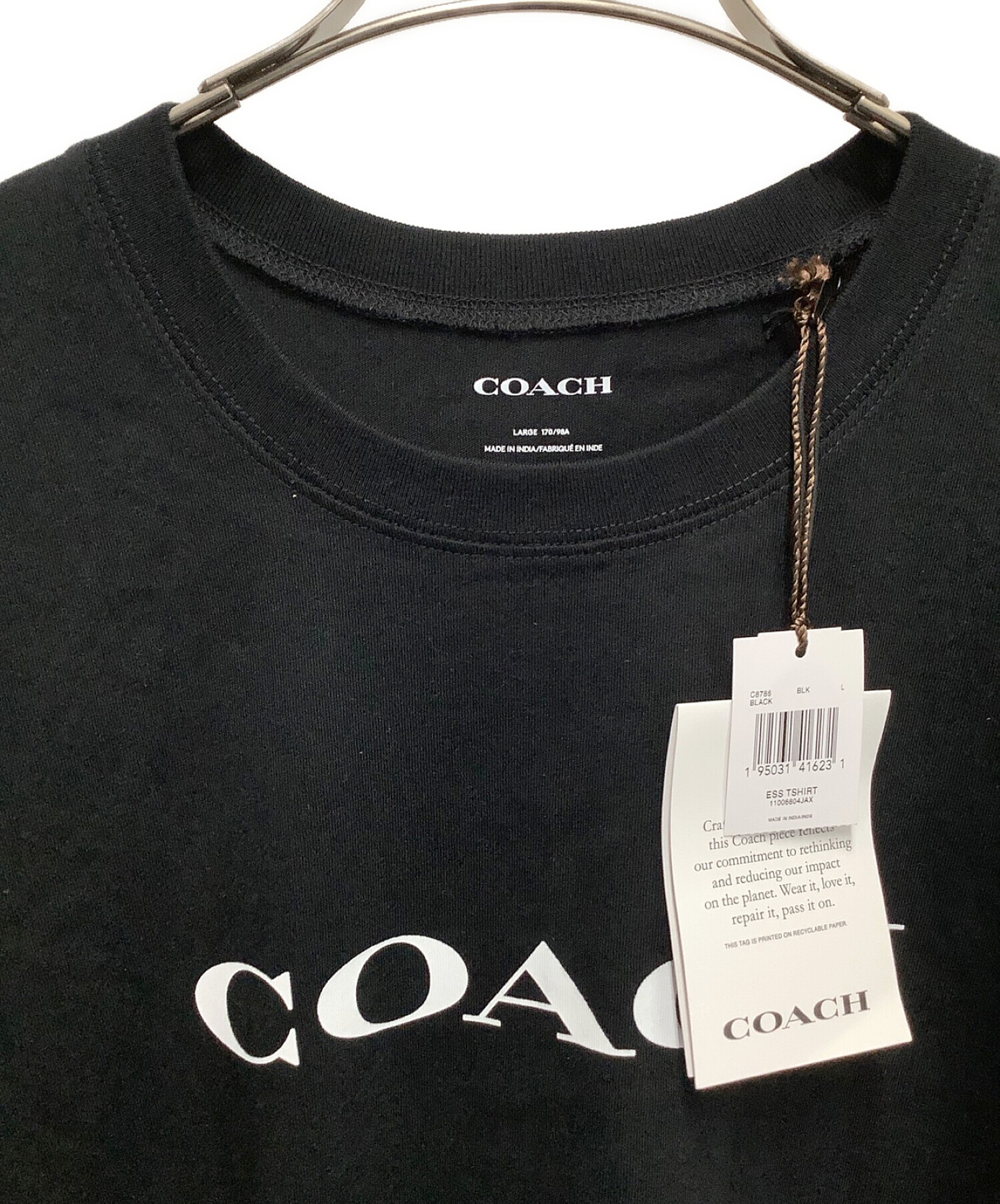 中古・古着通販】COACH (コーチ) 半袖Tシャツ ブラック サイズ:L 未 
