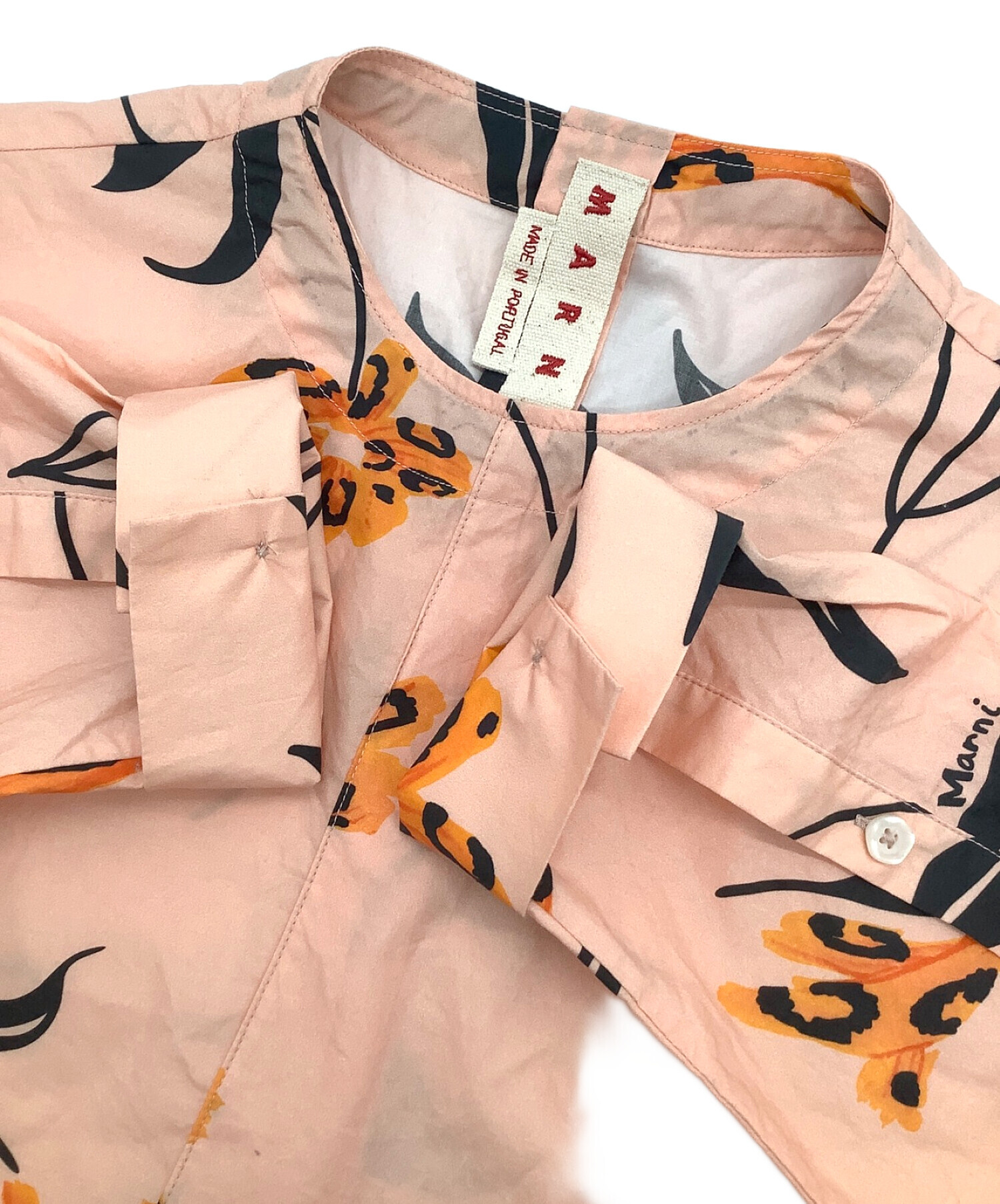 MARNI マルニ コットンポプリンギャザーショルダーブラウス 22SS 