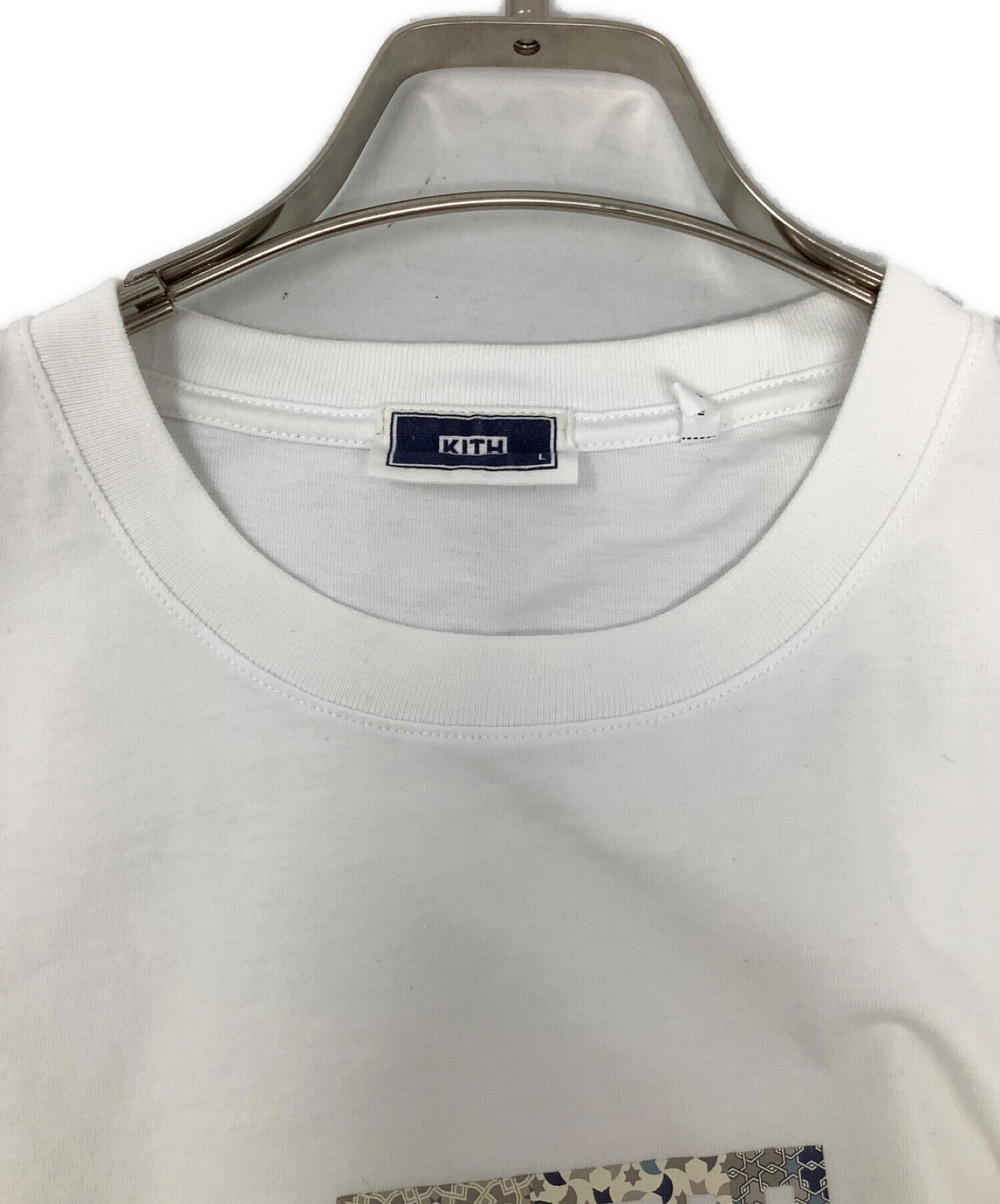 KITH  プリントTシャツ  胸ローズロゴ クリームホワイト L