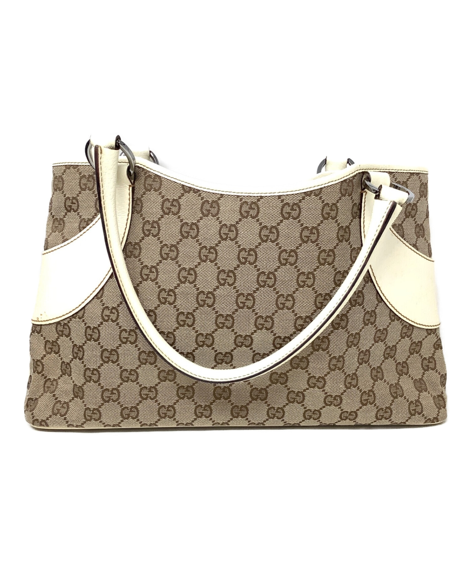 中古・古着通販】GUCCI (グッチ) ハンドバッグ ベージュ×ホワイト 