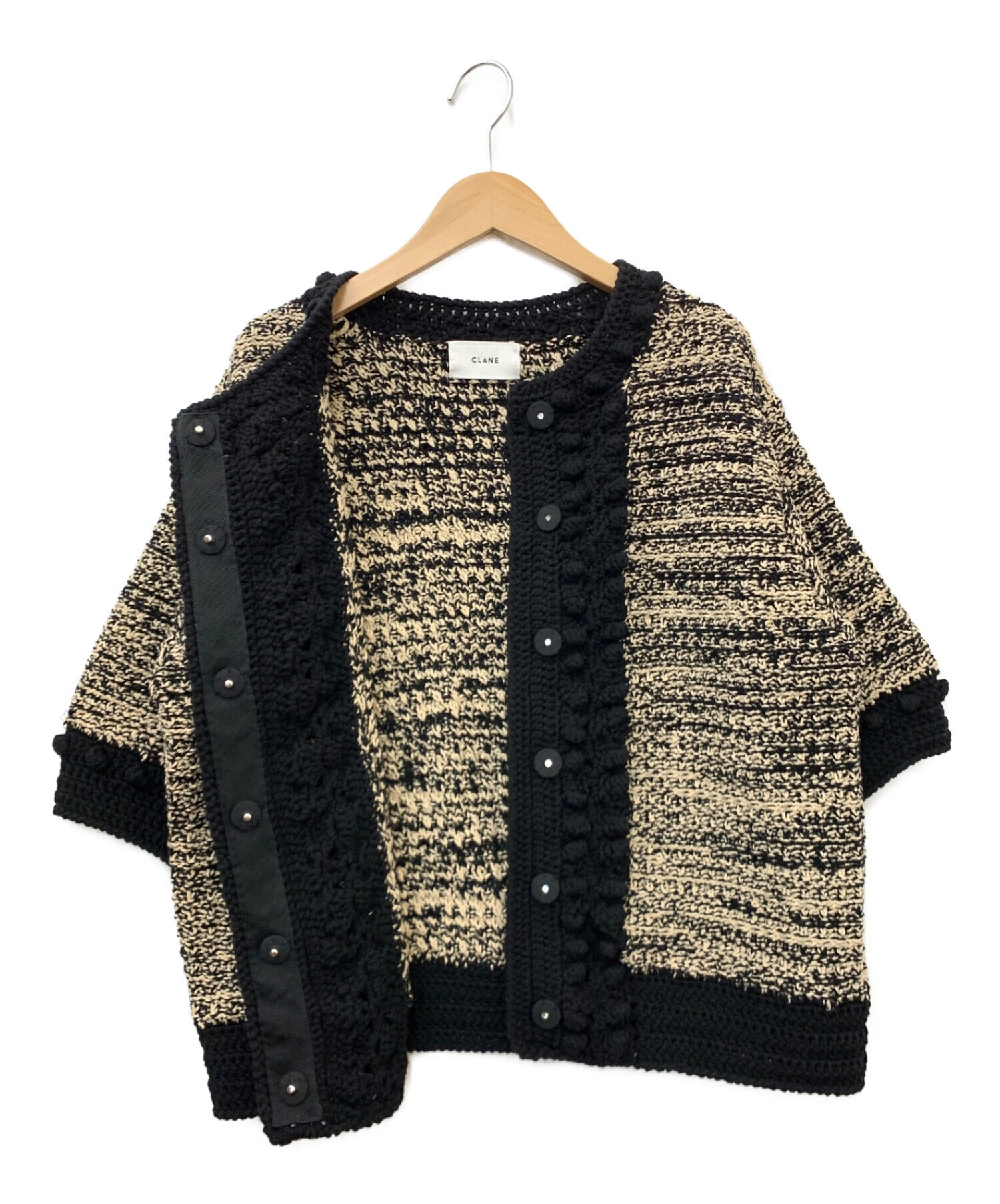 中古・古着通販】CLANE (クラネ) DOT LINE HALF SLEEVE KNIT CARDIGAN 
