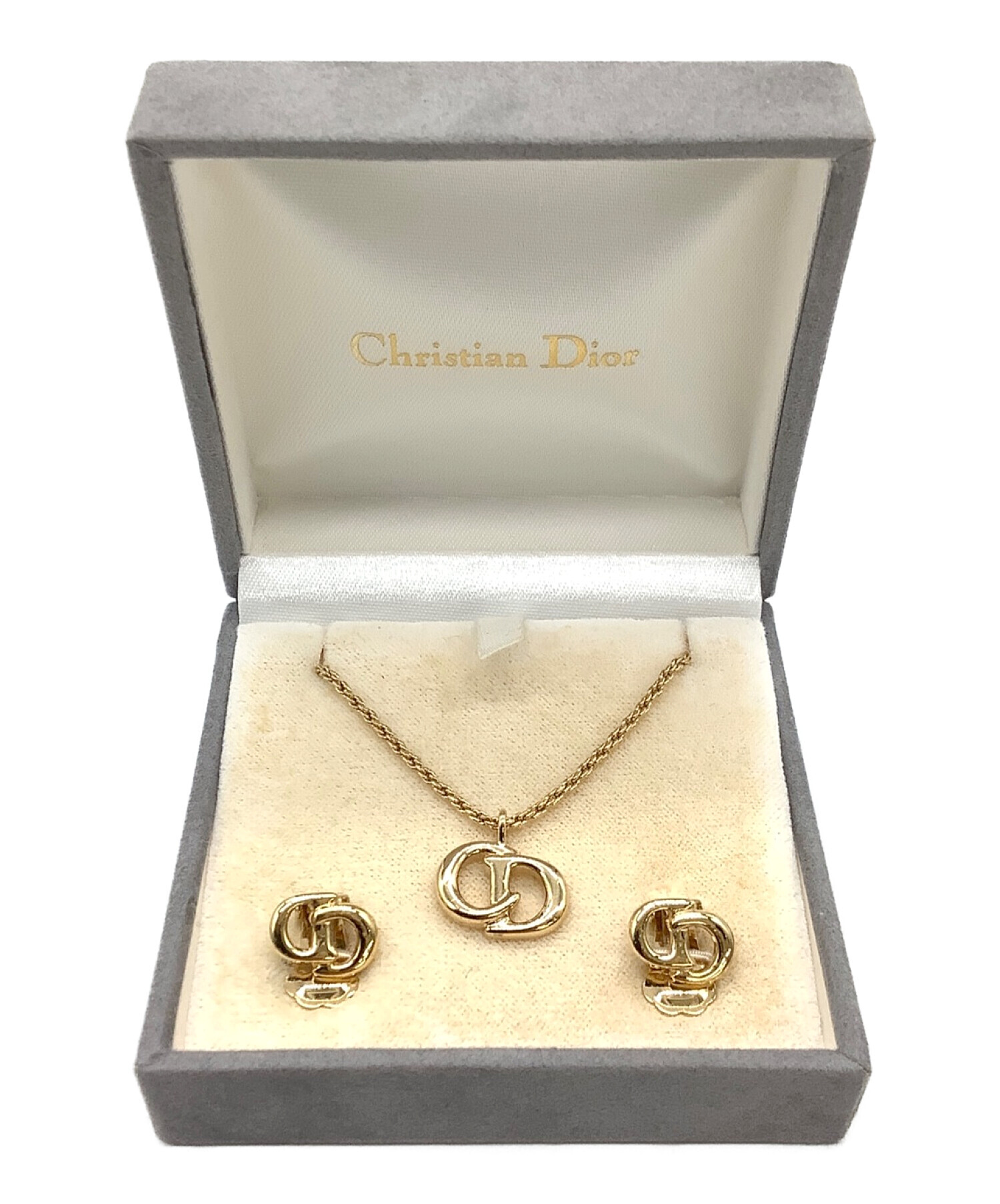 Christian Dior (クリスチャン ディオール) イヤリング&ネックレスセット ゴールドカラー