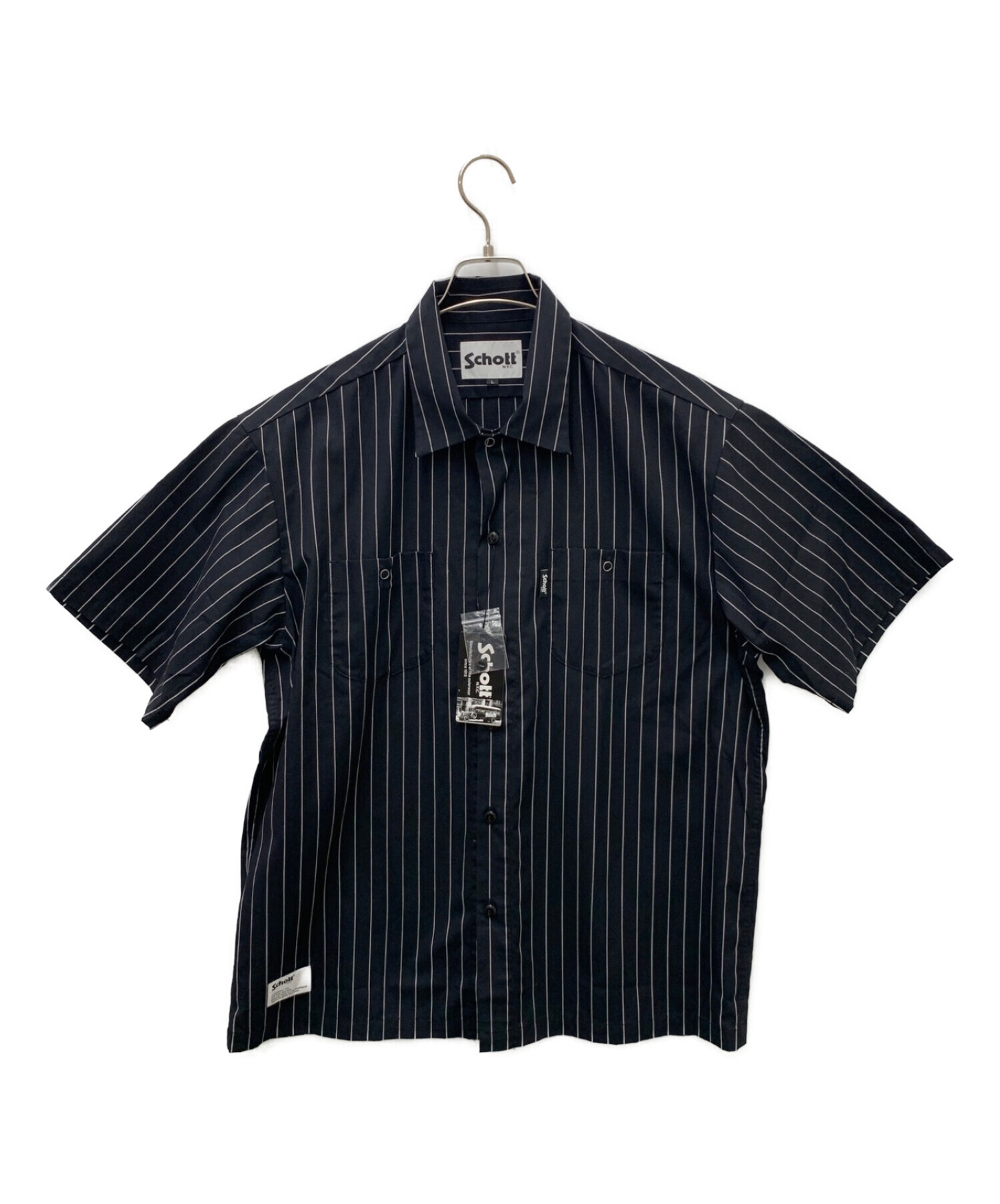 中古・古着通販】Schott (ショット) ストライプワークシャツ ブラック 