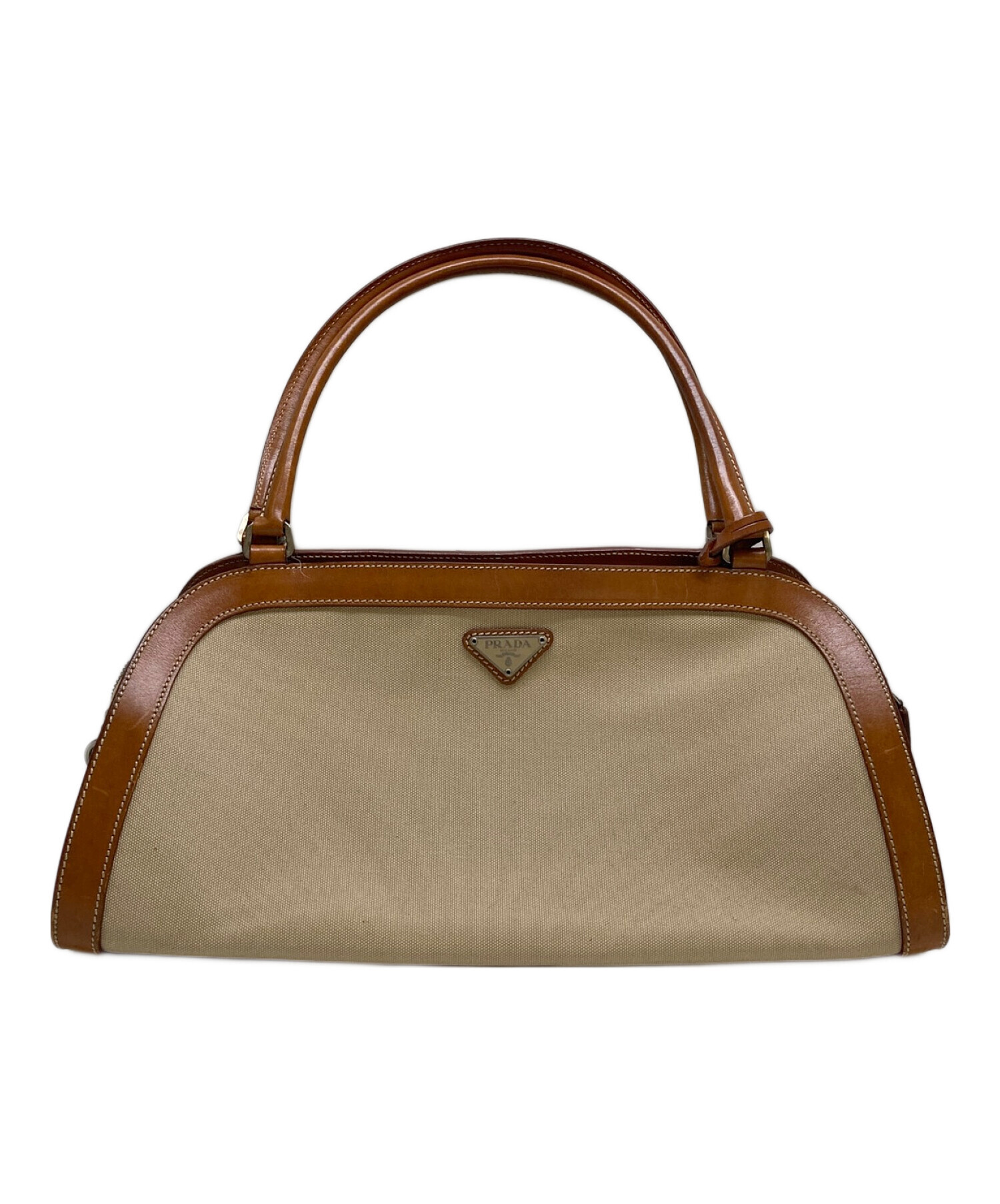 中古・古着通販】PRADA (プラダ) キャンバスレザーハンドバッグ 