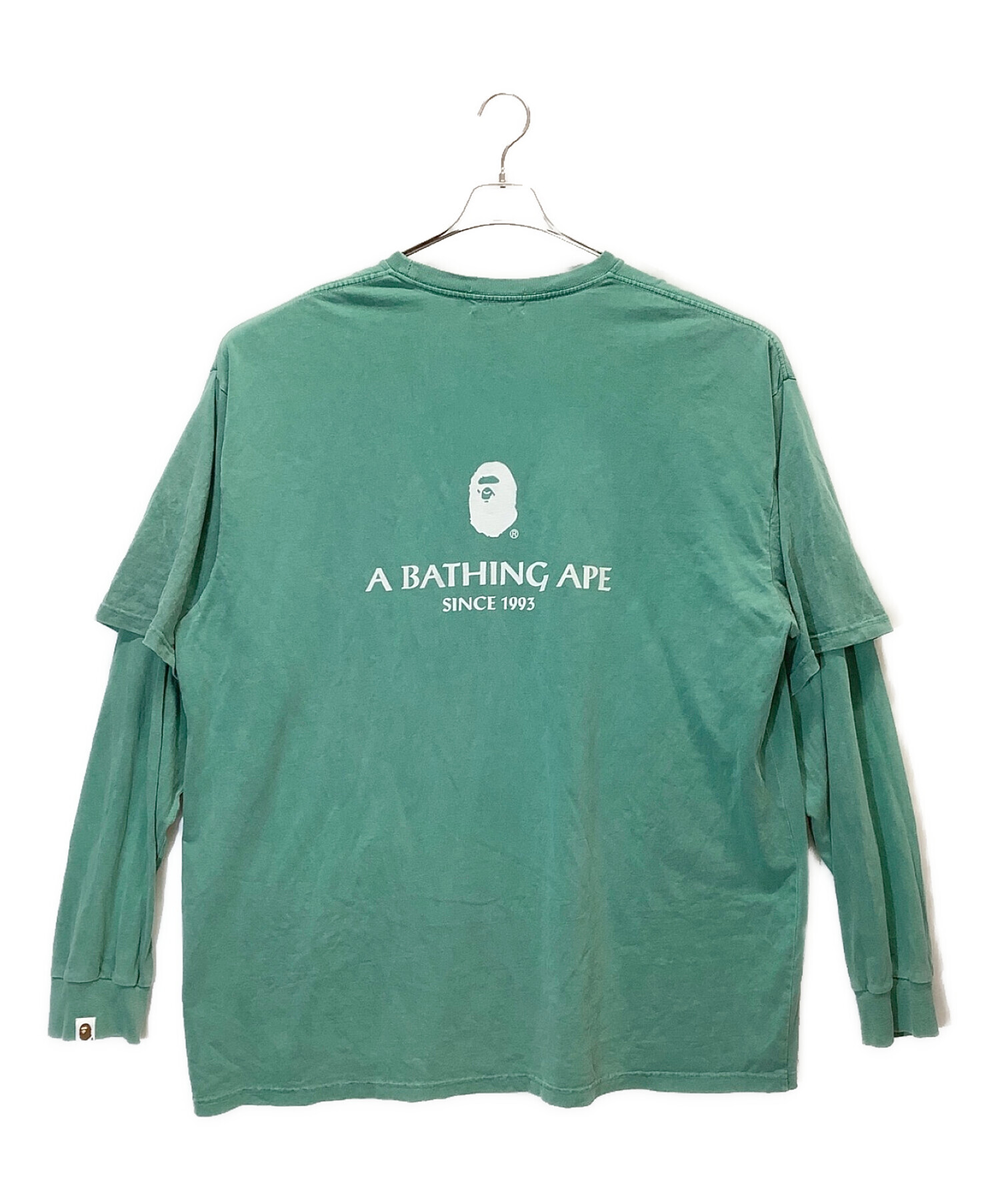 A BATHING APE (アベイシングエイプ) 長袖Tシャツ グリーン サイズ:3XL
