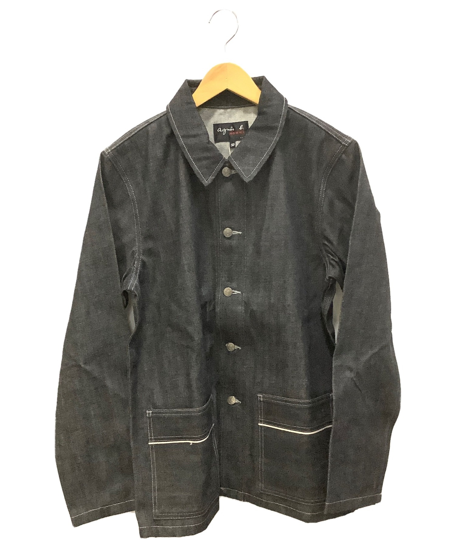 agnes b homme (アニエスベーオム) デニムワークジャケット ブラック サイズ:50 未使用品 秋冬物