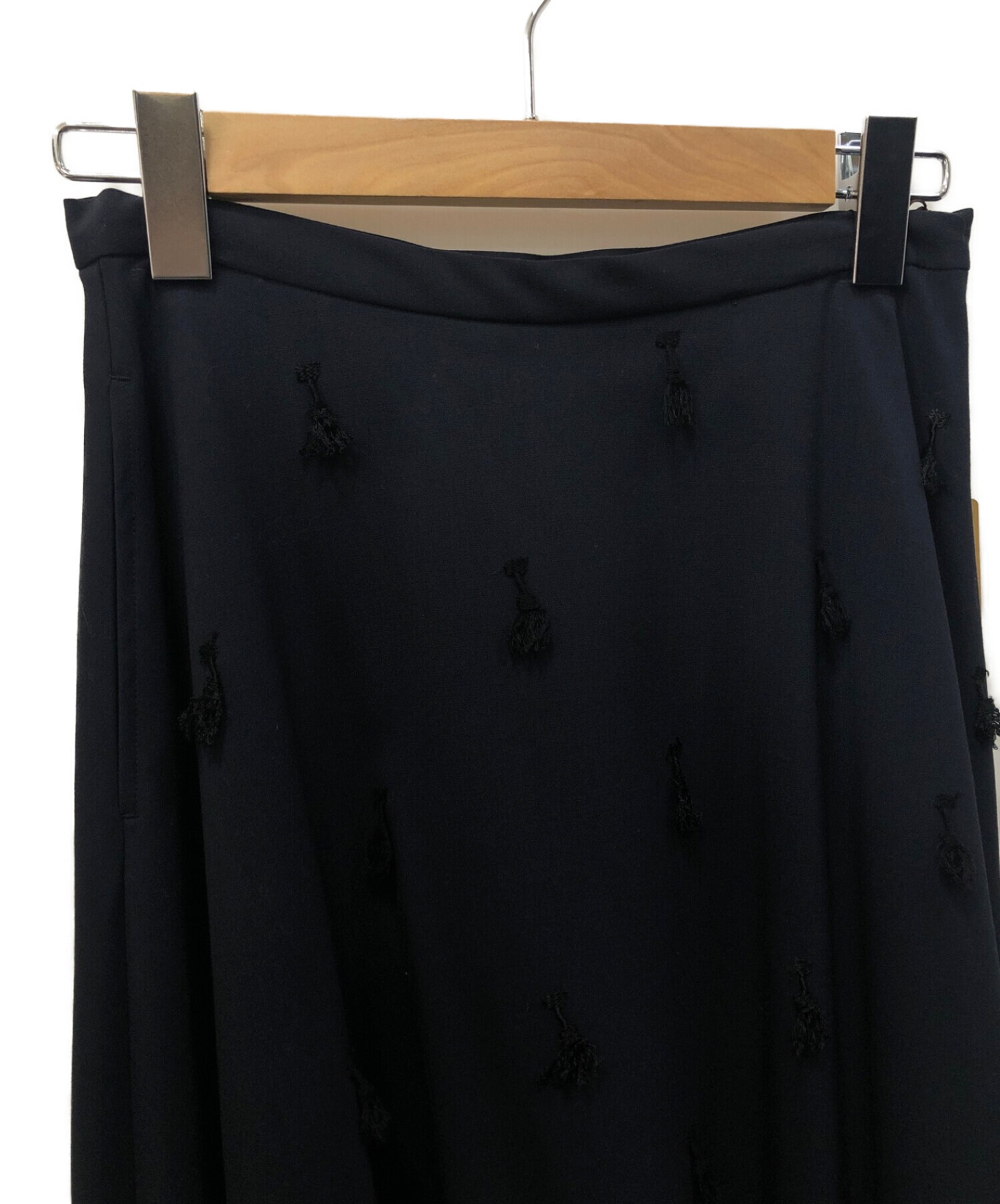 BEARDSLEY (ビアズリー) フリンジ刺繍フレアスカート ネイビー サイズ:Free 未使用品