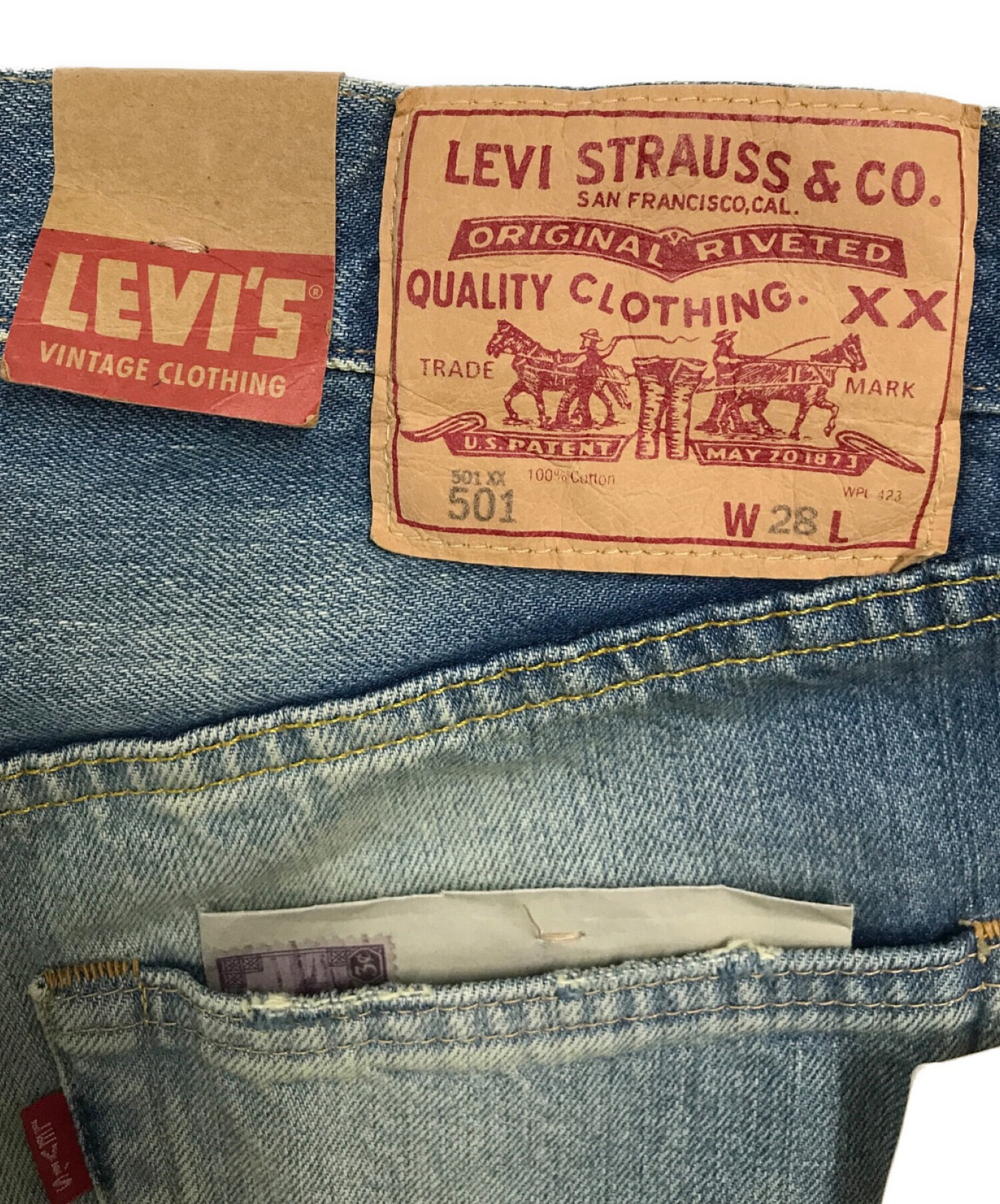 LEVI'S VINTAGE CLOTHING (リーバイスヴィンテージクロージング) ダメージデニムショートパンツ インディゴ サイズ:W28
