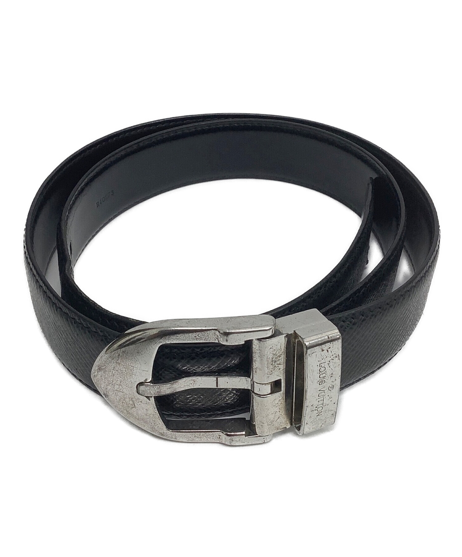 Louis Vuitton ルイヴィトン 黒革 ベルト シルバーバックル 即日発送