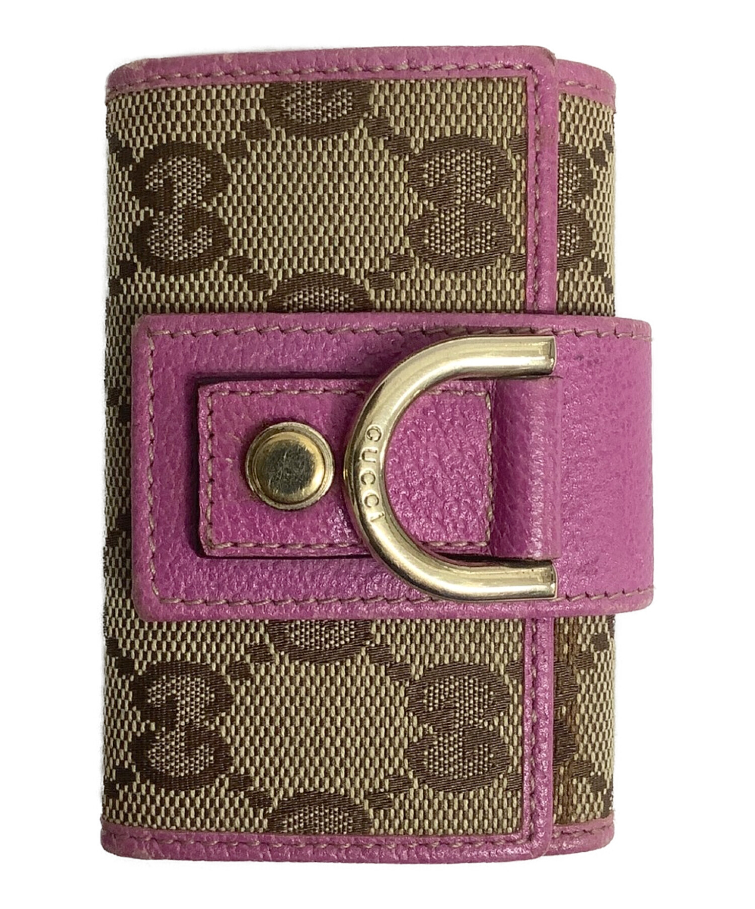 中古・古着通販】GUCCI (グッチ) 6連キーケース ベージュ×ピンク 