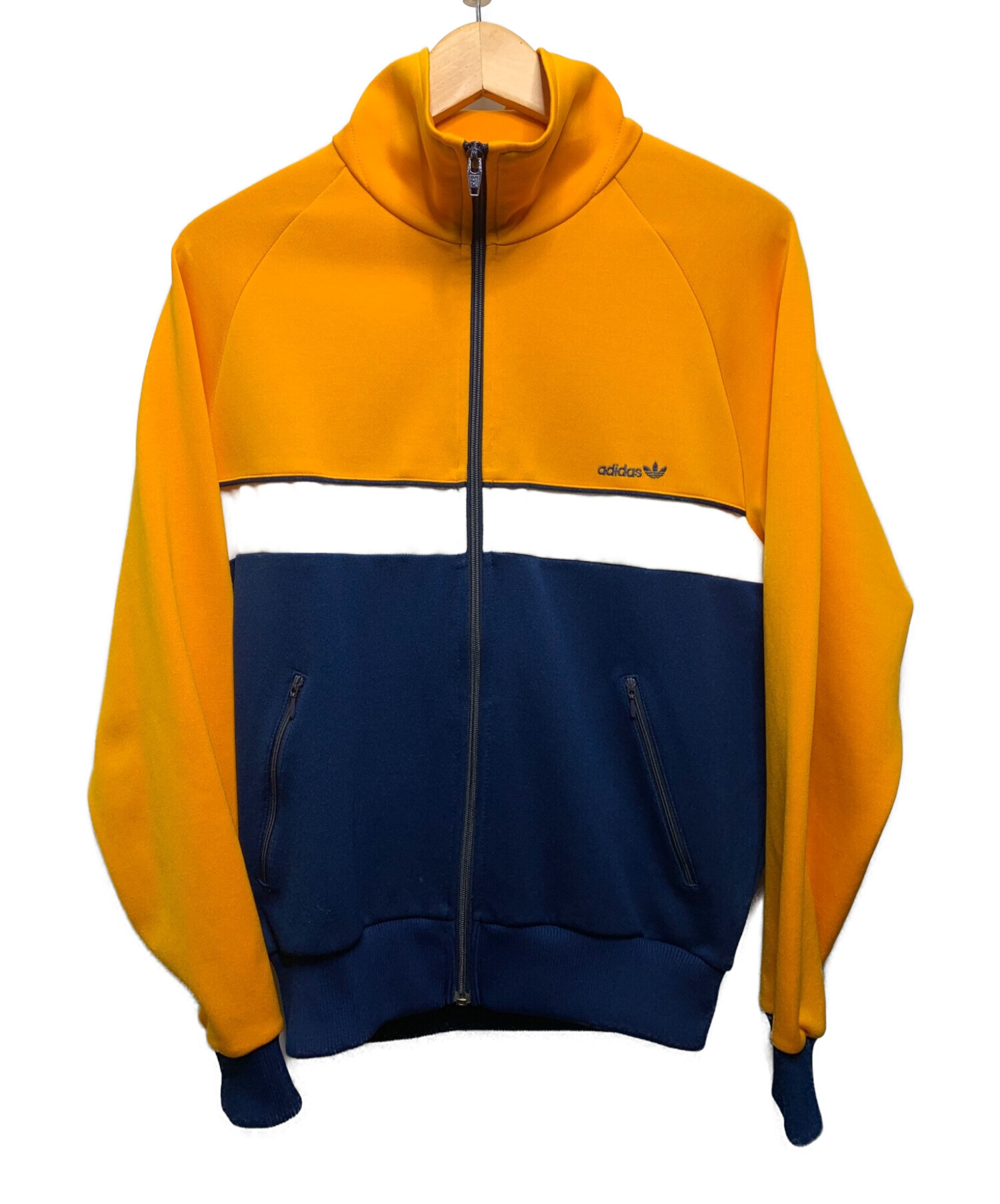adidas (アディダス) トラックジャケット ネイビー×オレンジ サイズ:M