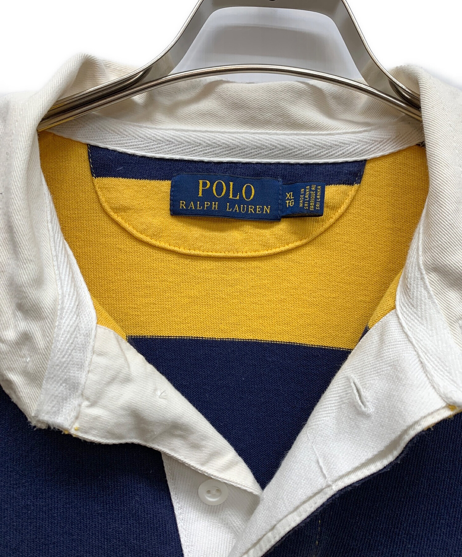 POLO RALPH LAUREN (ポロ・ラルフローレン) ラガーシャツ イエロー×ネイビー サイズ:XL