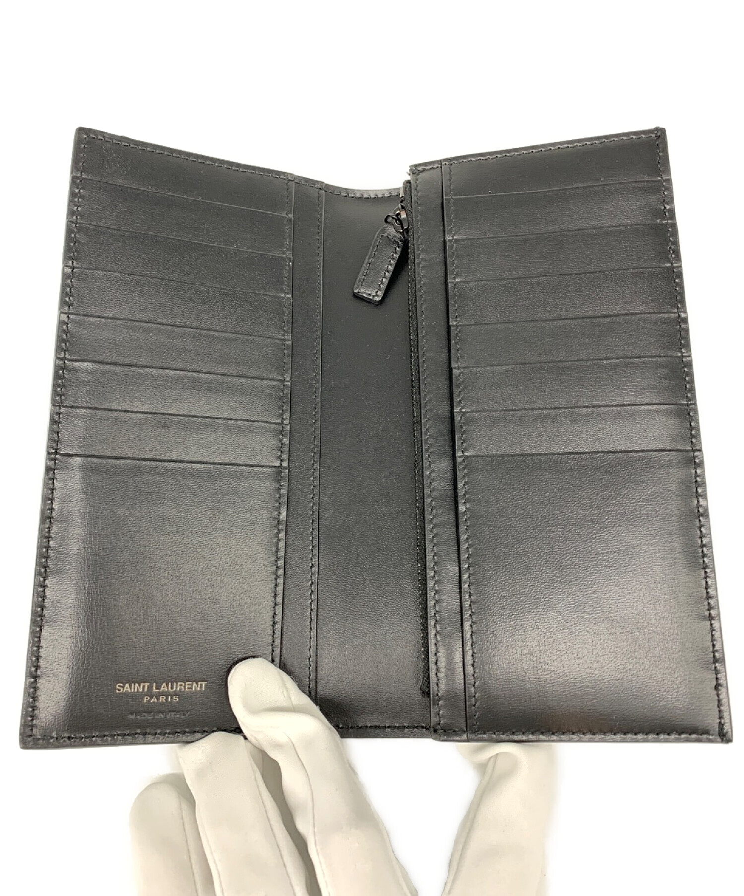 未使用 サンローランパリ GBL607746 長財布 ブラック レザー メンズ  