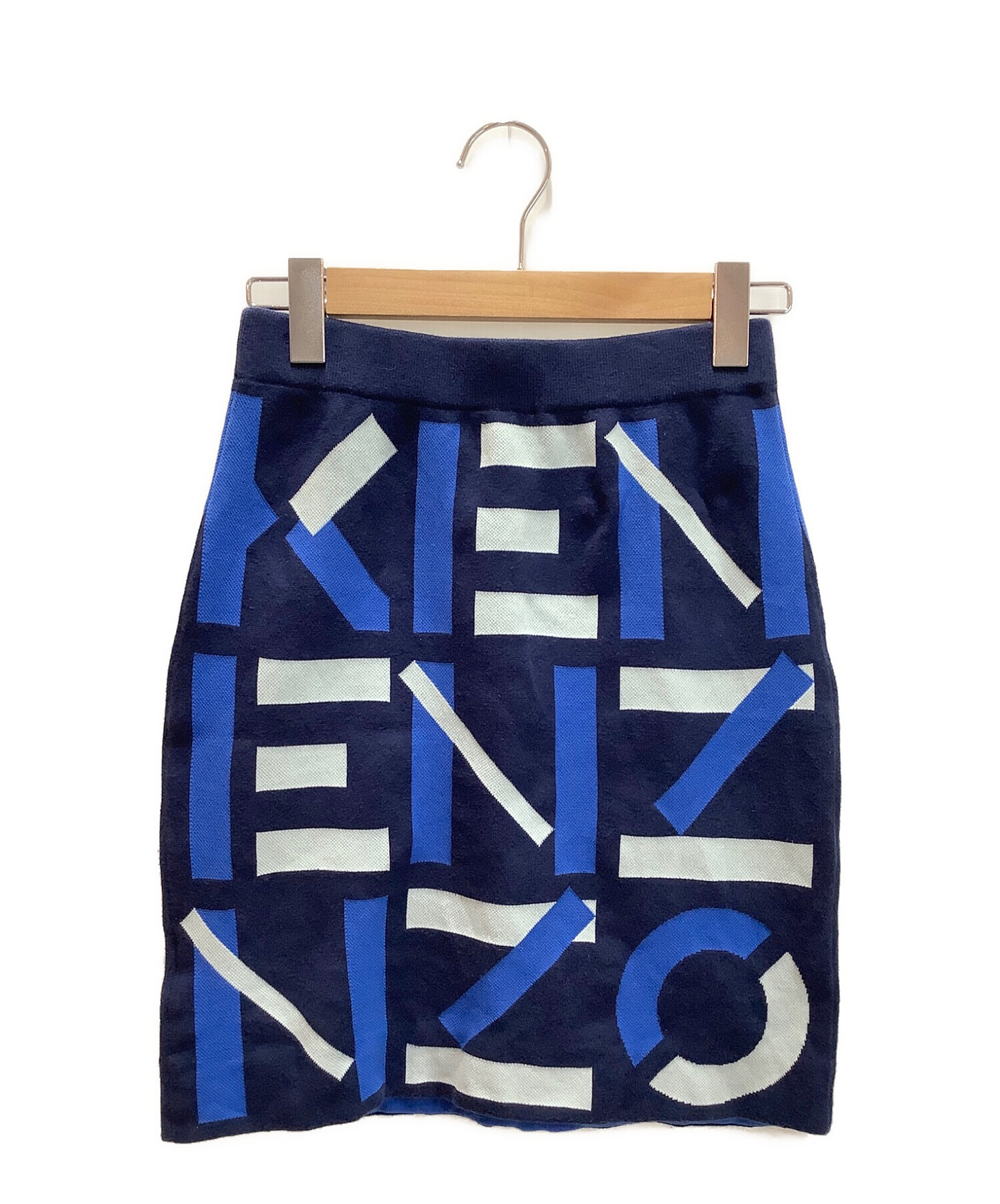 KENZO (ケンゾー) KENZO ロゴ ニットスカート ネイビー サイズ:S