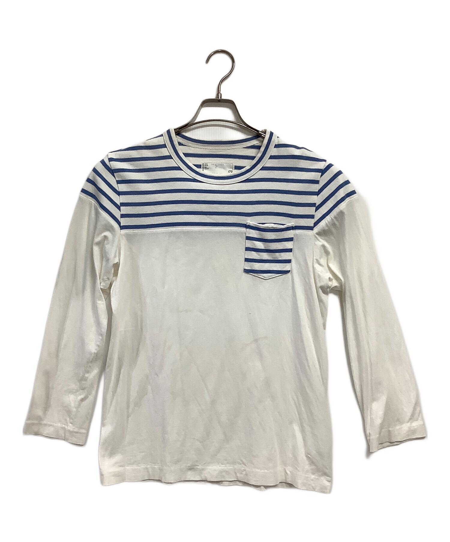中古・古着通販】sacai (サカイ) 長袖カットソー ホワイト×ブルー 