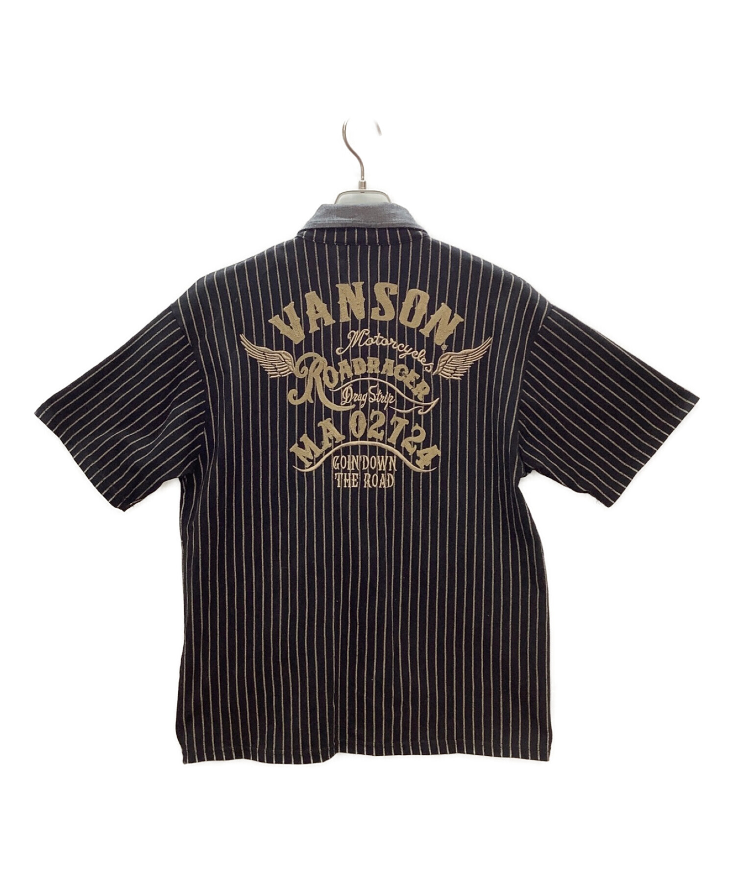 中古・古着通販】VANSON (バンソン) 半袖シャツ ブラック サイズ:L 