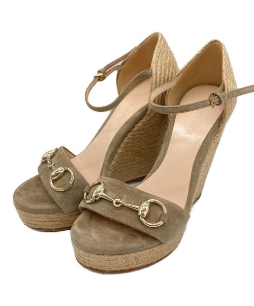 中古・古着通販】GUCCI (グッチ) ウェッジソールサンダル ベージュ 