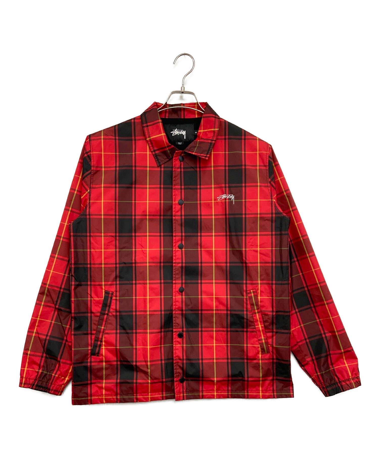 希少】USA製 ステューシー ナイロン トラックジャケット 赤 レッド 安く XL