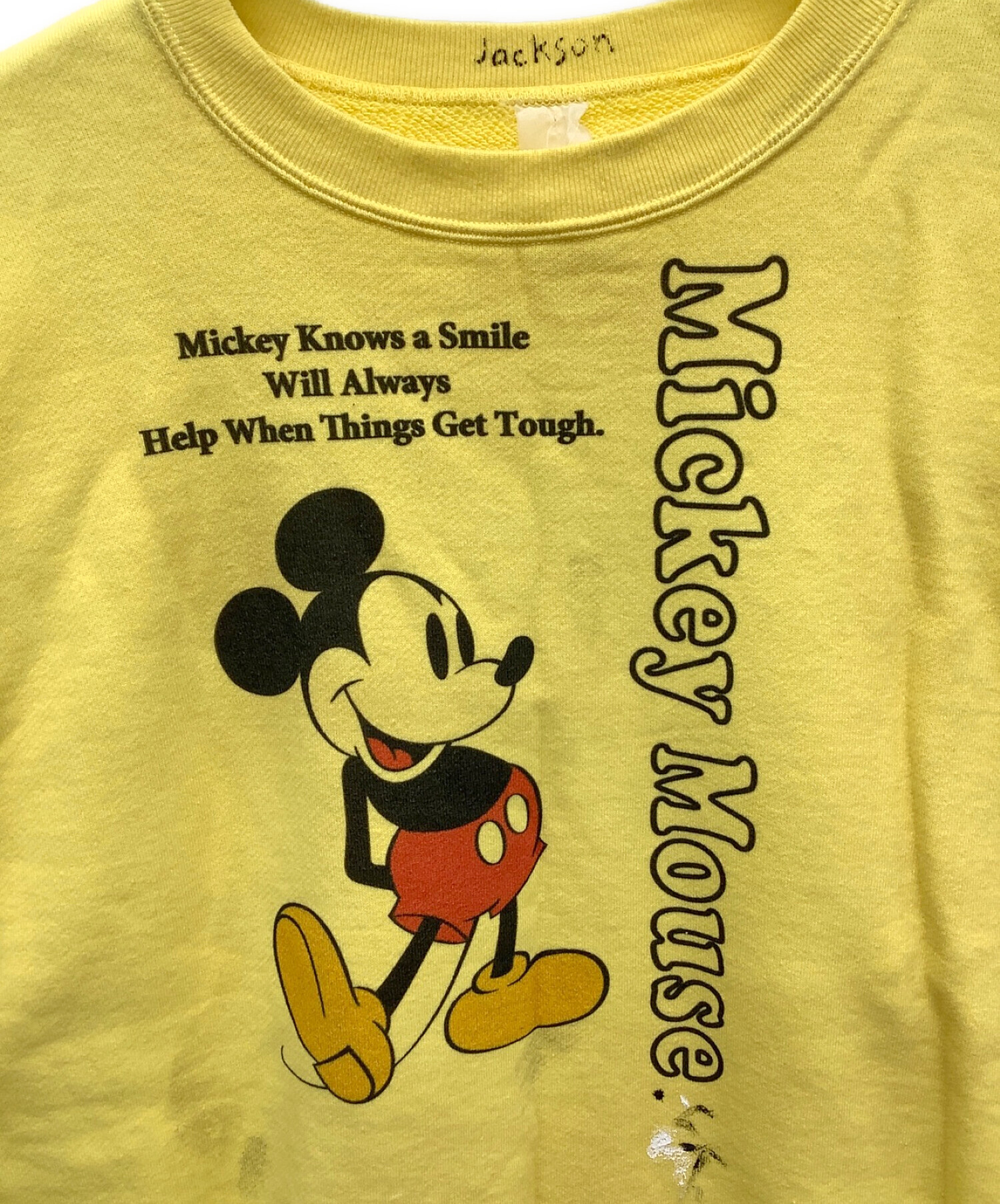 Disney×JACKSON MATISSE (ディズニー×ジャクソン マティス) ヴィンテージ加工ミッキーマウススウェット イエロー サイズ:M  未使用品