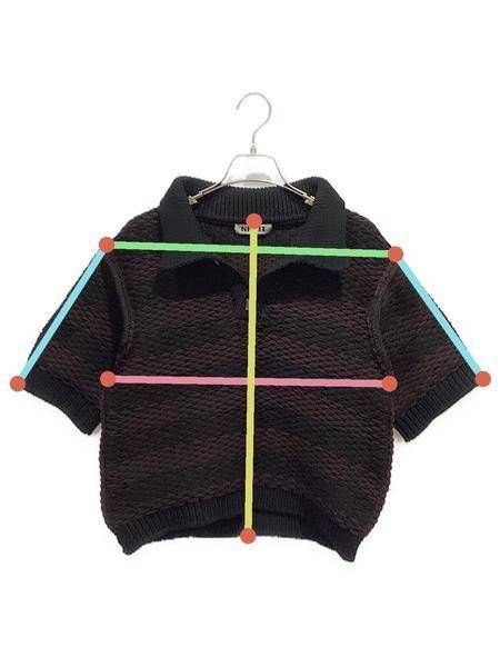 中古・古着通販】NKNIT (ンニット) striped sponge knit ブラックx 