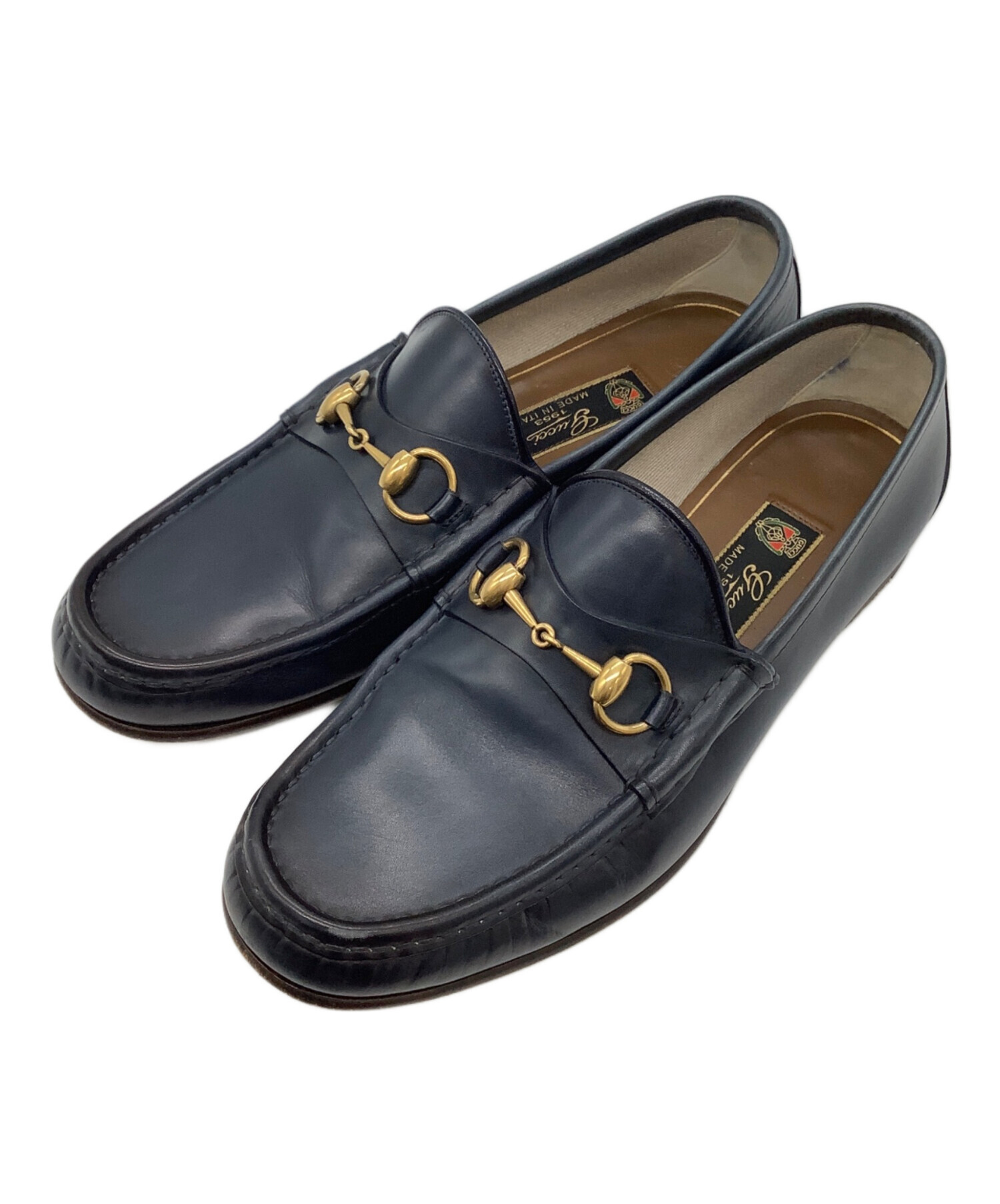 中古・古着通販】GUCCI (グッチ) ビットローファー ネイビー サイズ:71 