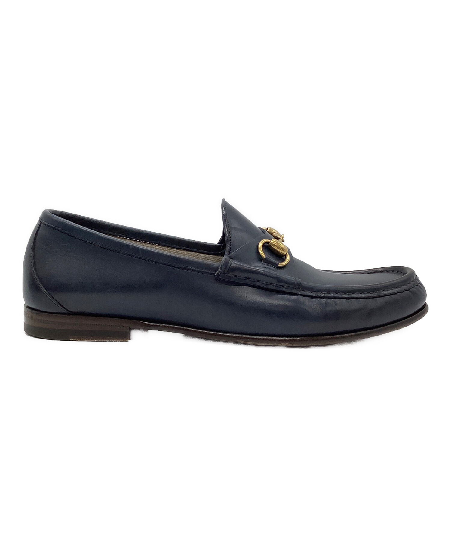 中古・古着通販】GUCCI (グッチ) ビットローファー ネイビー サイズ:71 