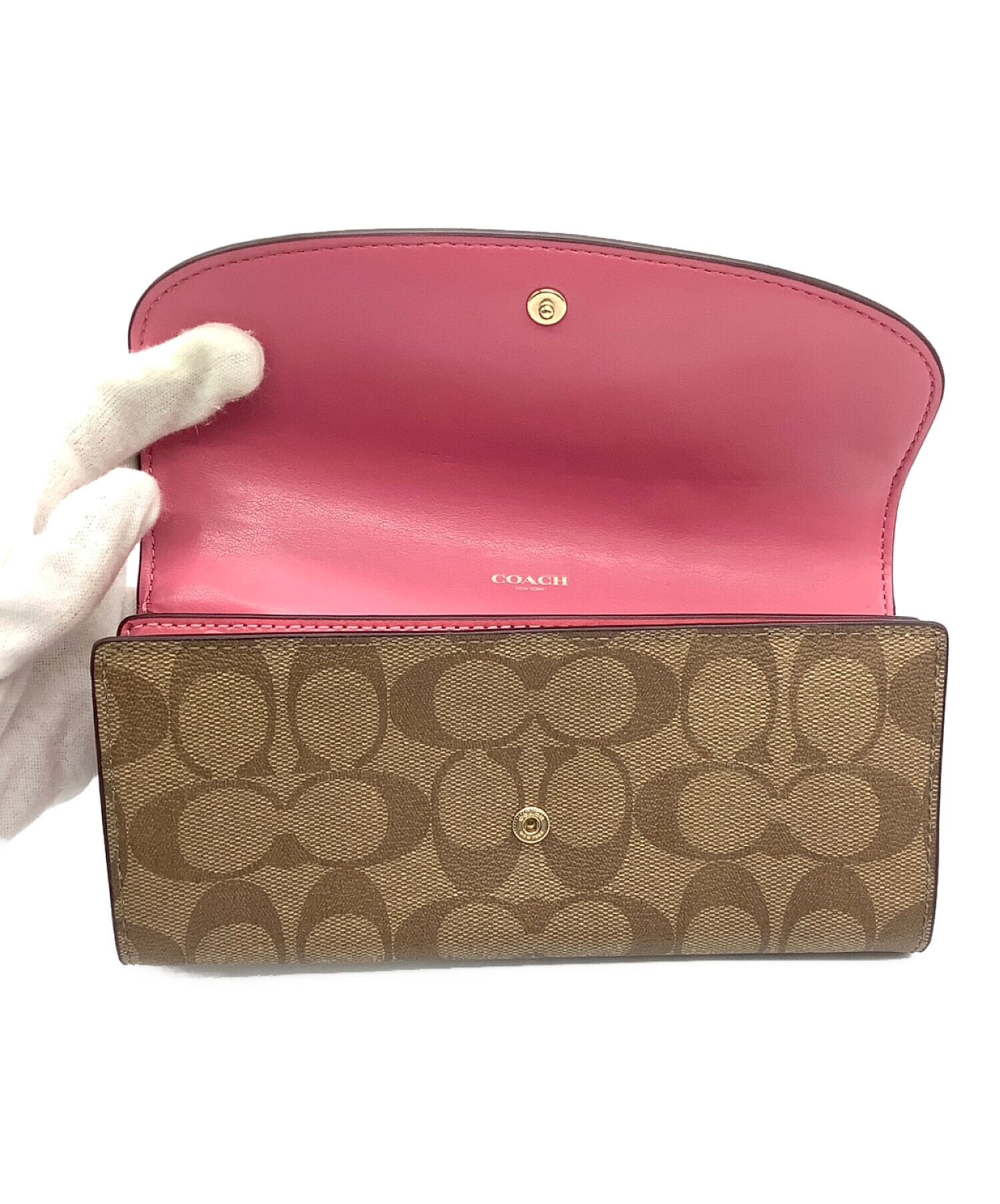 COACH コーチ 長財布 エンベロープ ピンクベージュ ポーチ付 COACH コーチ 長財布 エンベロープ ピンクベージュ ポーチ付