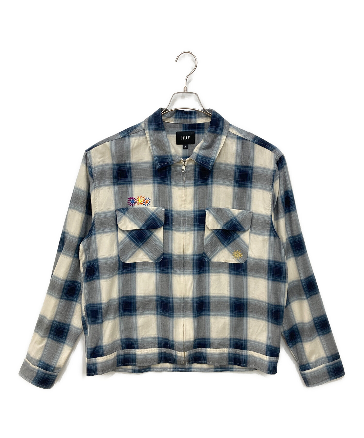 中古・古着通販】HUF (ハフ) SUN GUY OMBRE PLAID L/S SHIRT ネイビー 