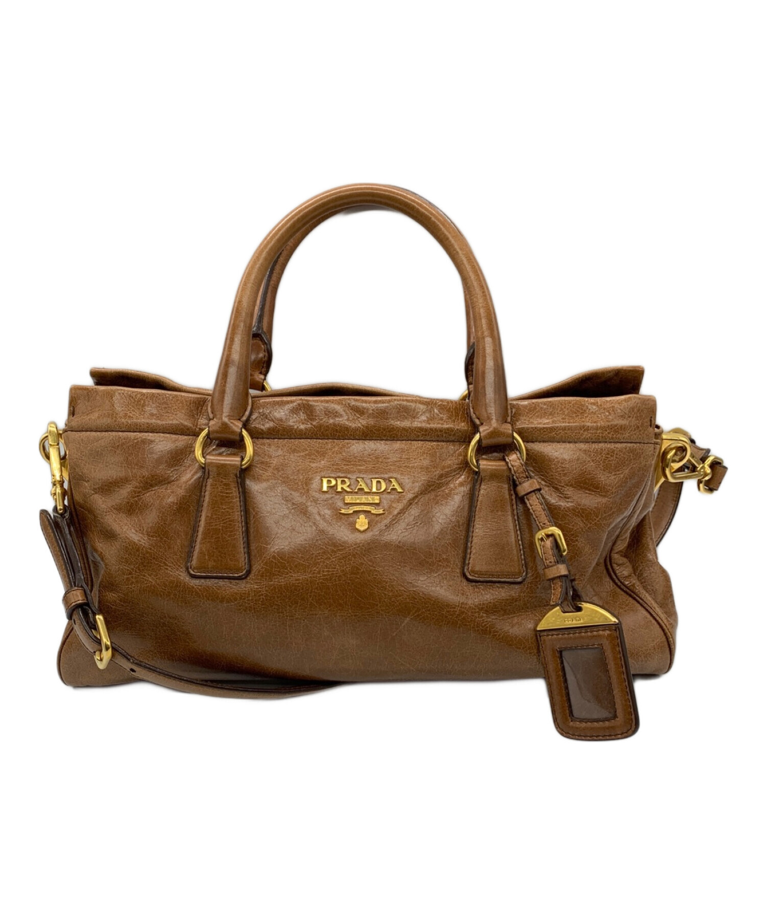 中古・古着通販】PRADA (プラダ) 2WAYレザーバッグ ブラウン｜ブランド 