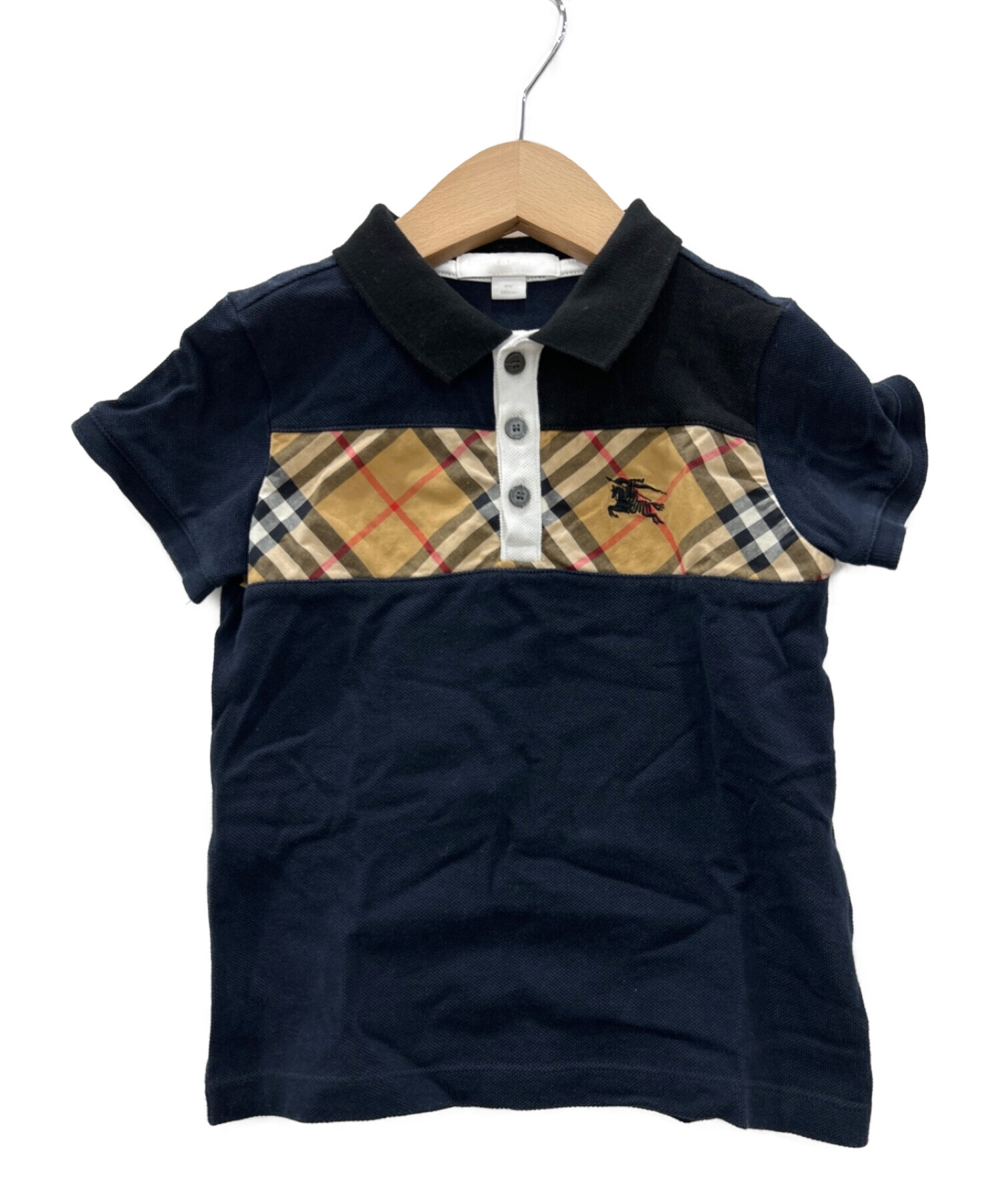 Tシャツ/カットソー新品 バーバリーチルドレン ポロシャツ 4Y 104cm 黒 ブラック