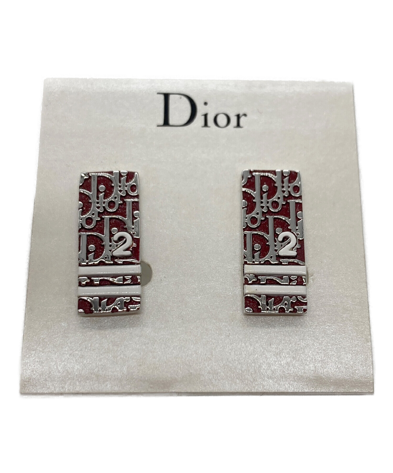 Christian Dior (クリスチャン ディオール) トロッタープレートイヤリング ブラウン