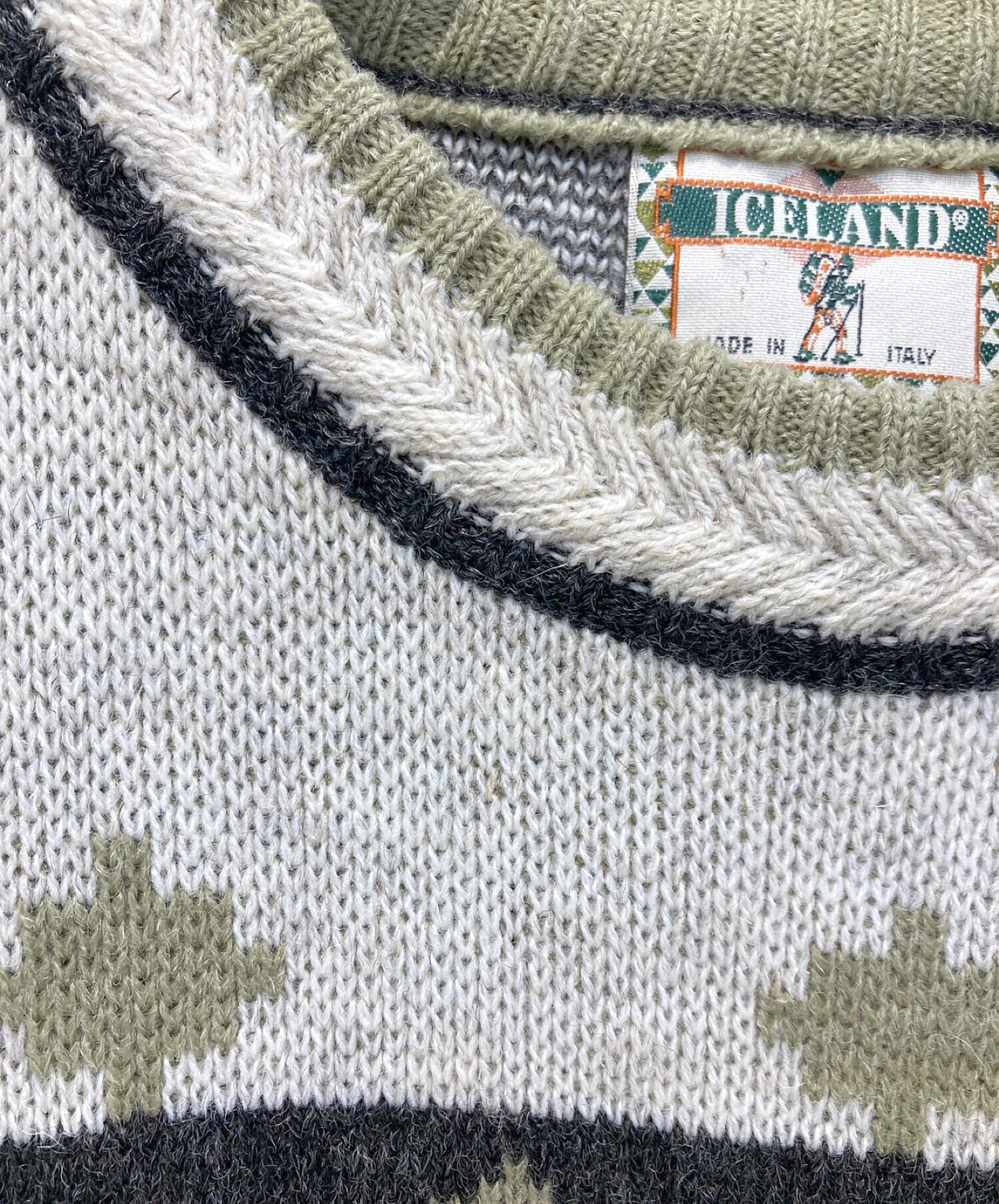 ICELAND (アイスランド) レトロ刺繍セーター アイボリー サイズ:48