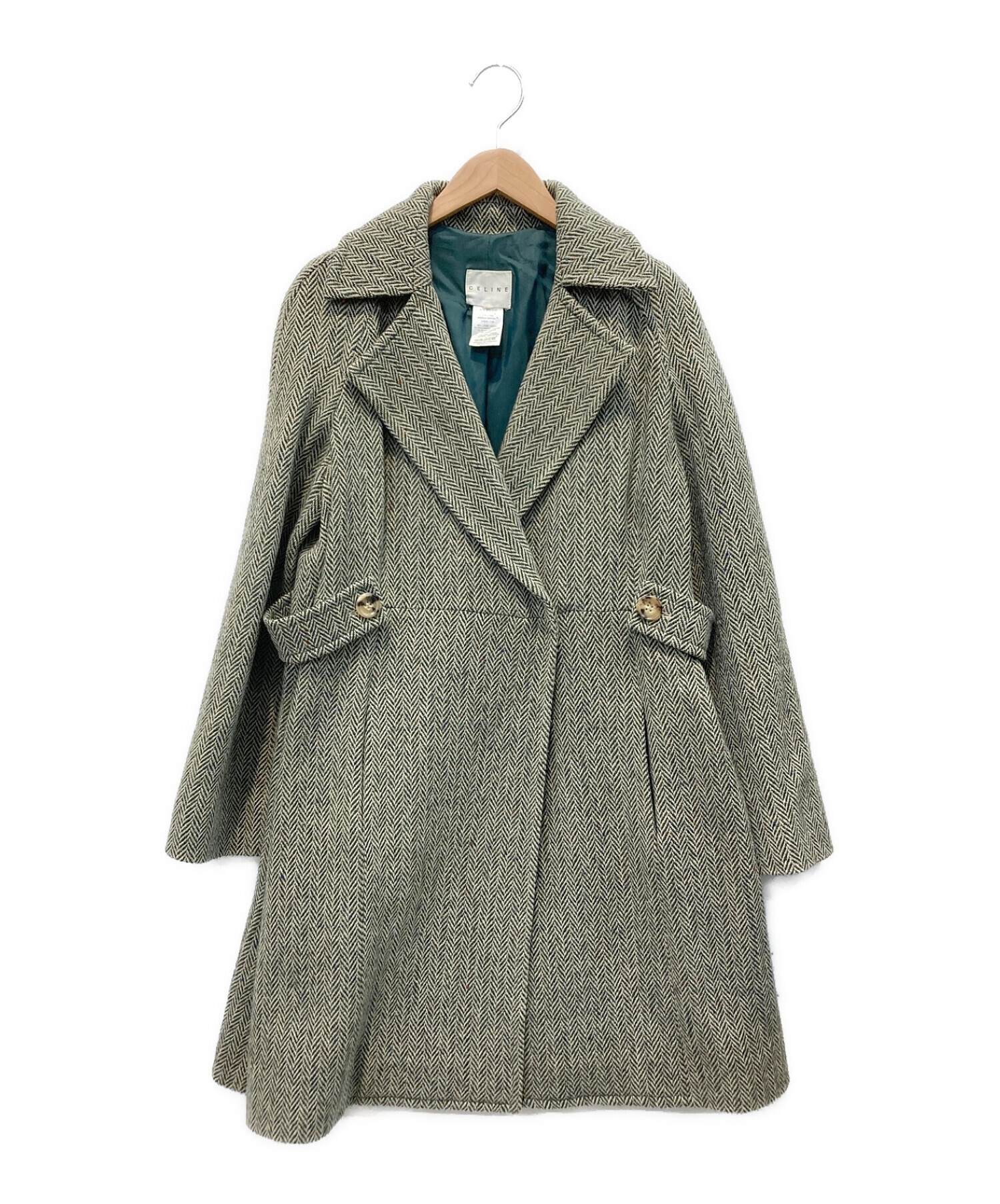中古・古着通販】CELINE (セリーヌ) ロングコート グレー×ベージュ  