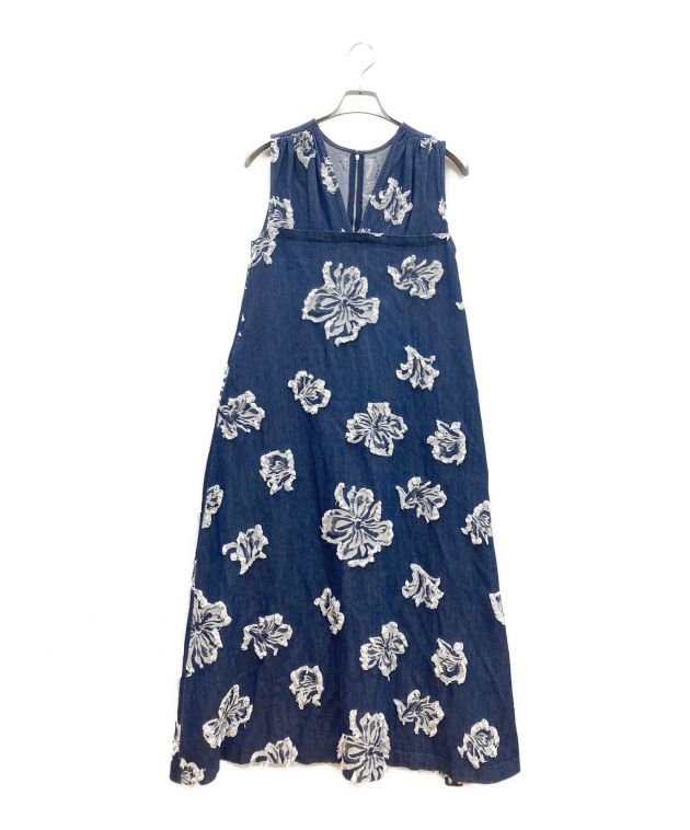 FLOWER CUT JACQUARD DENIM DRESS