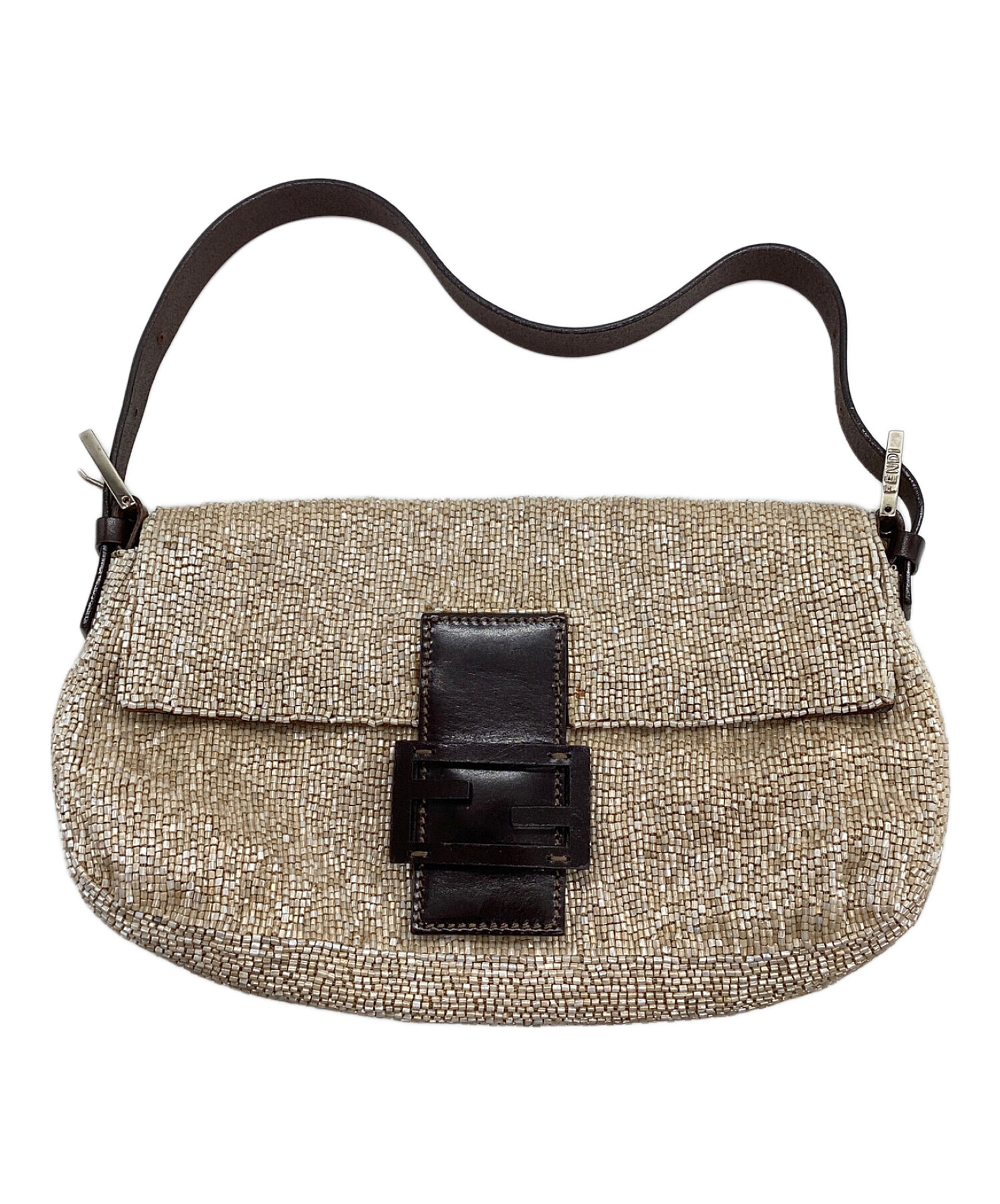 中古・古着通販】FENDI (フェンディ) ビーズショルダーバッグ ベージュ 