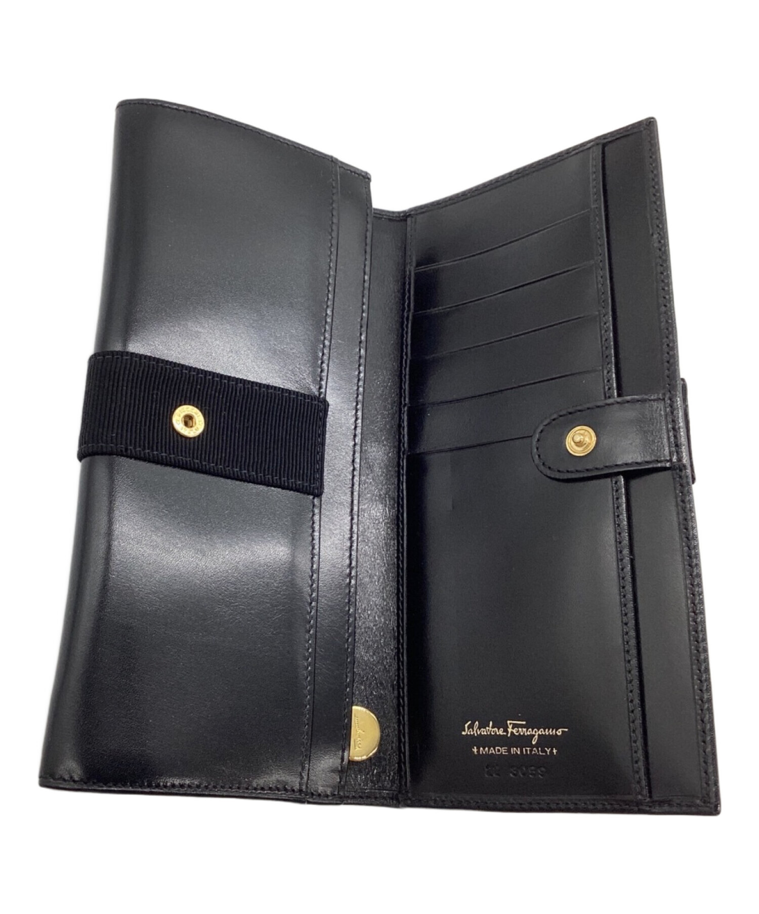 ☆新品 未使用☆フェラガモ☆長財布☆型押しレザー☆総ロゴ フェラガモ 長財布 財布 レディース ダブル ガンチーニ ブラック