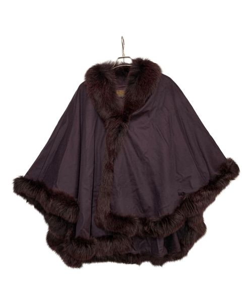 ラベル付 BALMAIN バルマン フォックス ファー カシミヤ ケープ コート