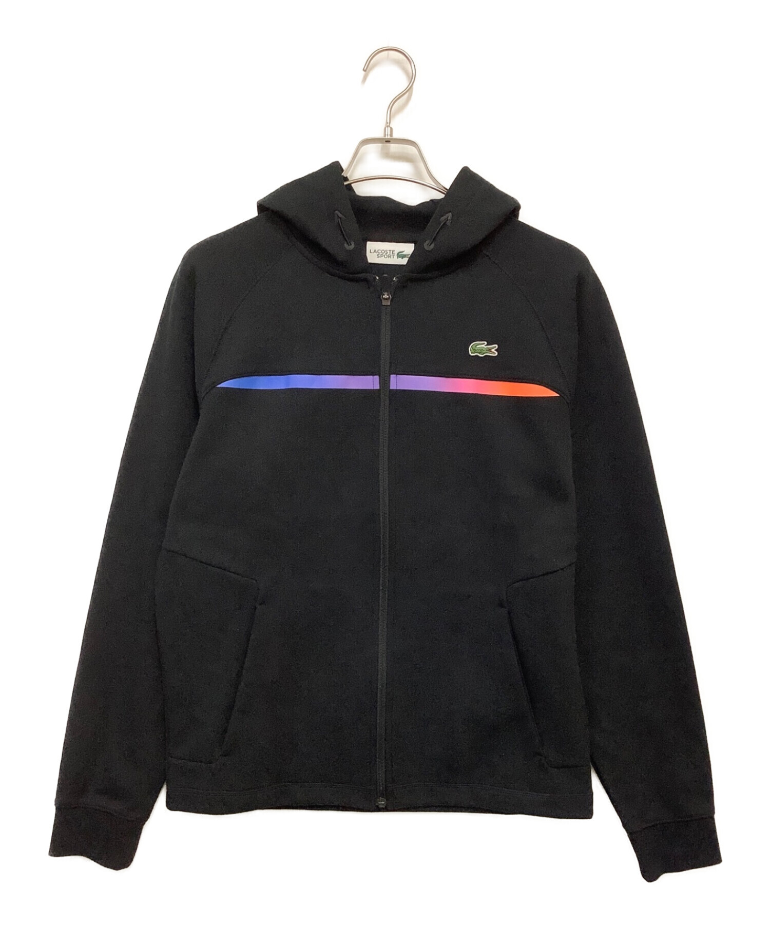 中古・古着通販】LACOSTE (ラコステ) ジップパーカー ブラック サイズ 