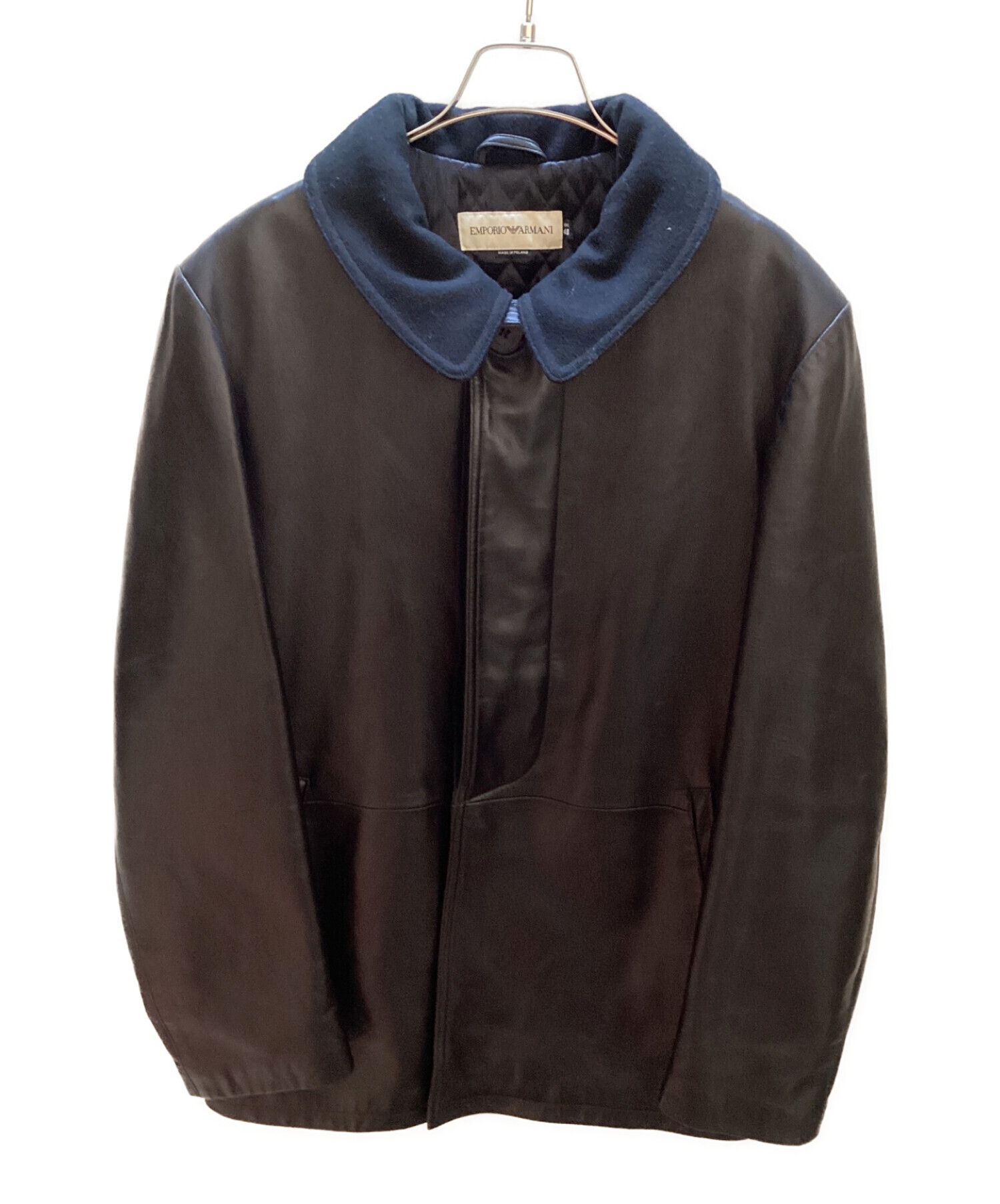 EMPORIO ARMANI ヴィンテージブラックレザーブルゾン（中古・古着通販 