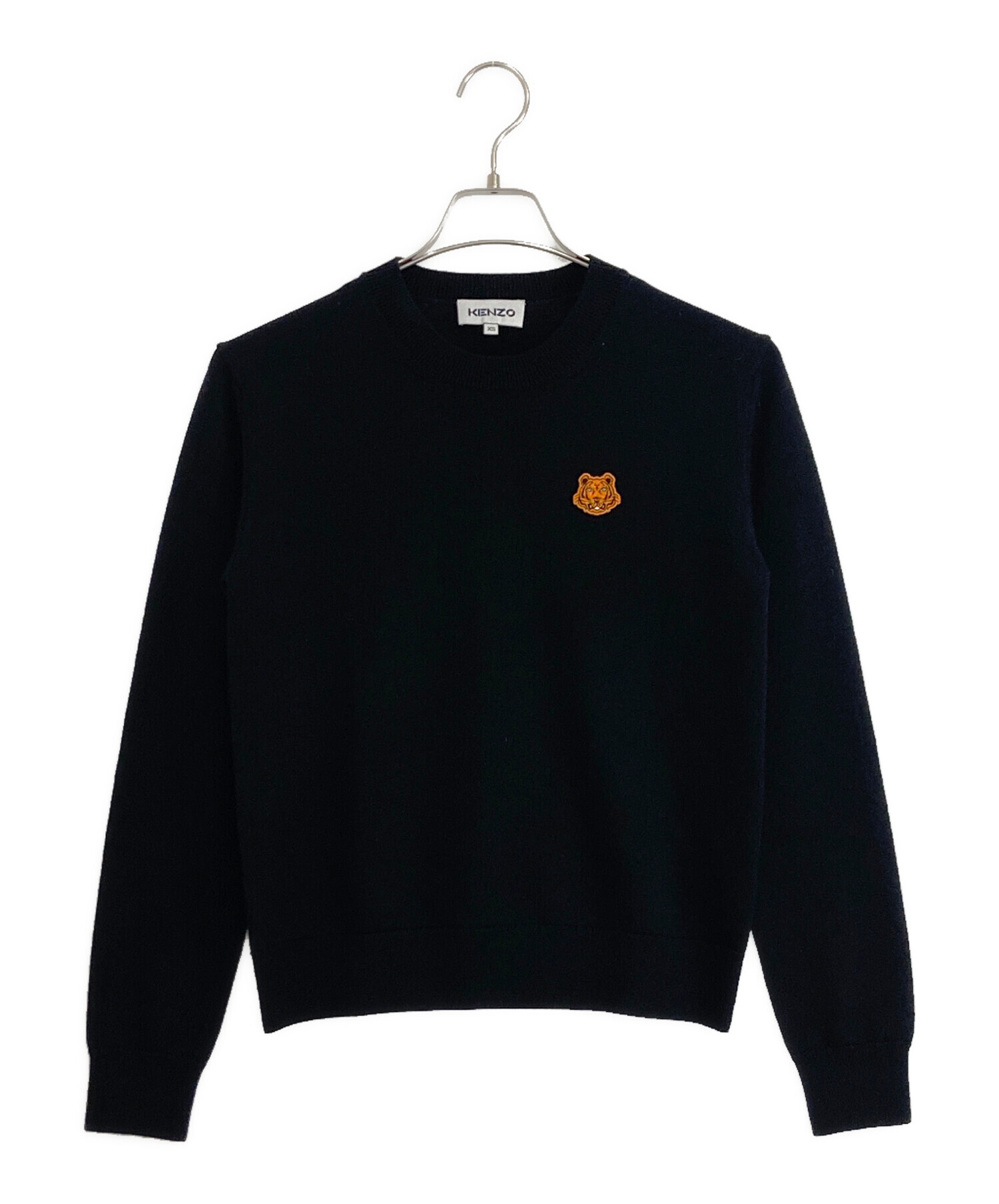 KENZO】7分袖カットソー 刺繍ロゴ うたがわしい ネイビー ハイネック 