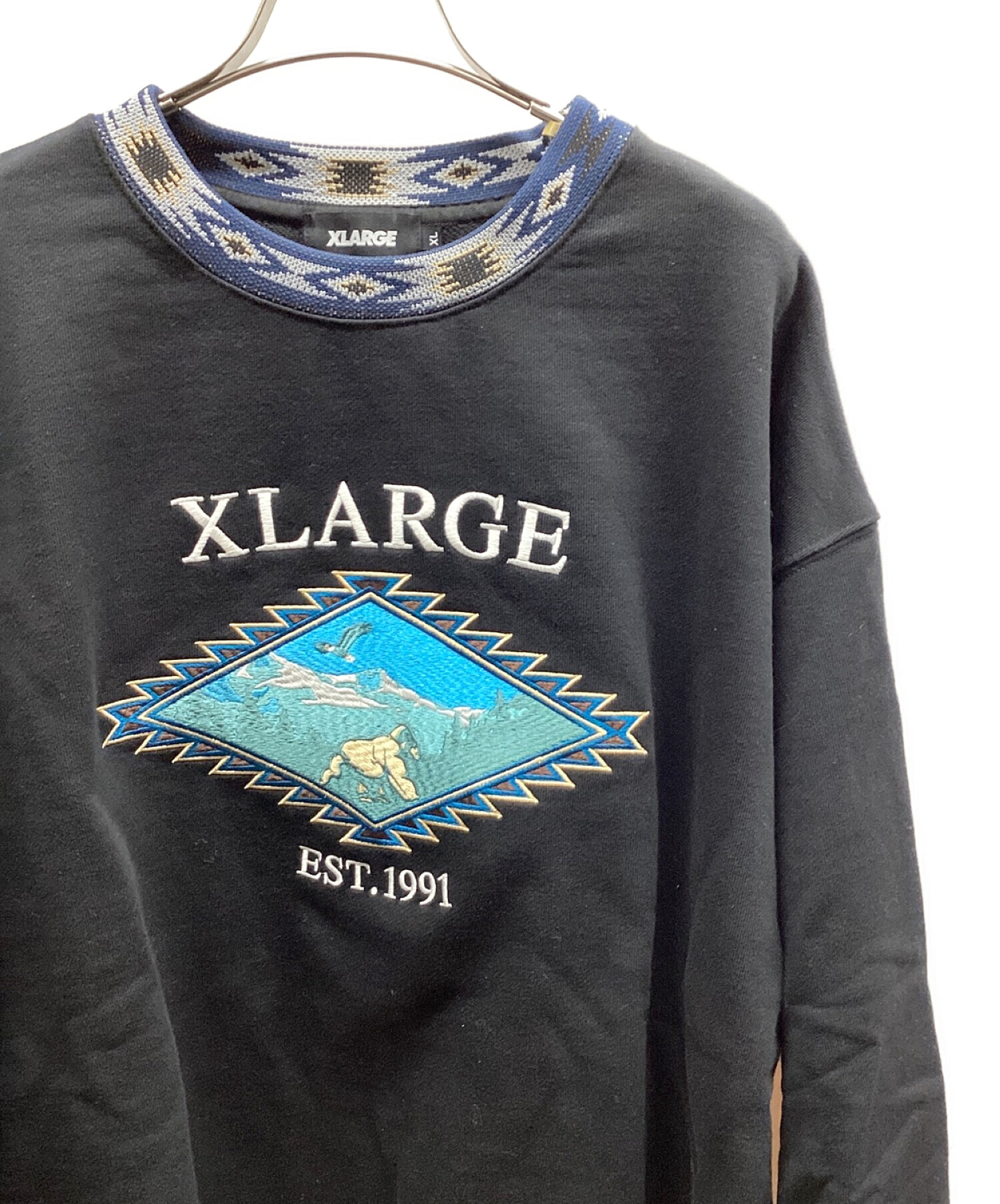 X-LARGE (エクストララージ) エンブロイダースーベニアクルーネックスウェット ブラック サイズ:XL