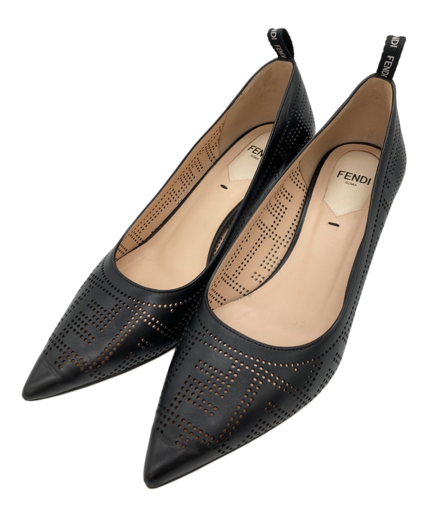 中古・古着通販】FENDI (フェンディ) パンチングパンプス ブラック 