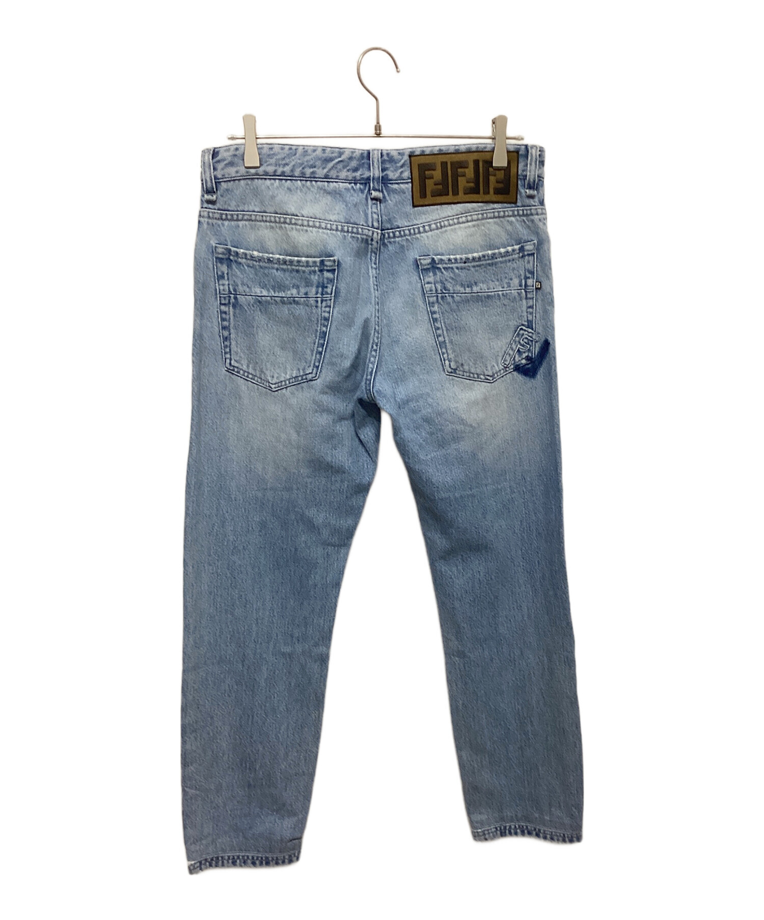 中古・古着通販】FENDI (フェンディ) ダメージ加工デニムパンツ ブルー  