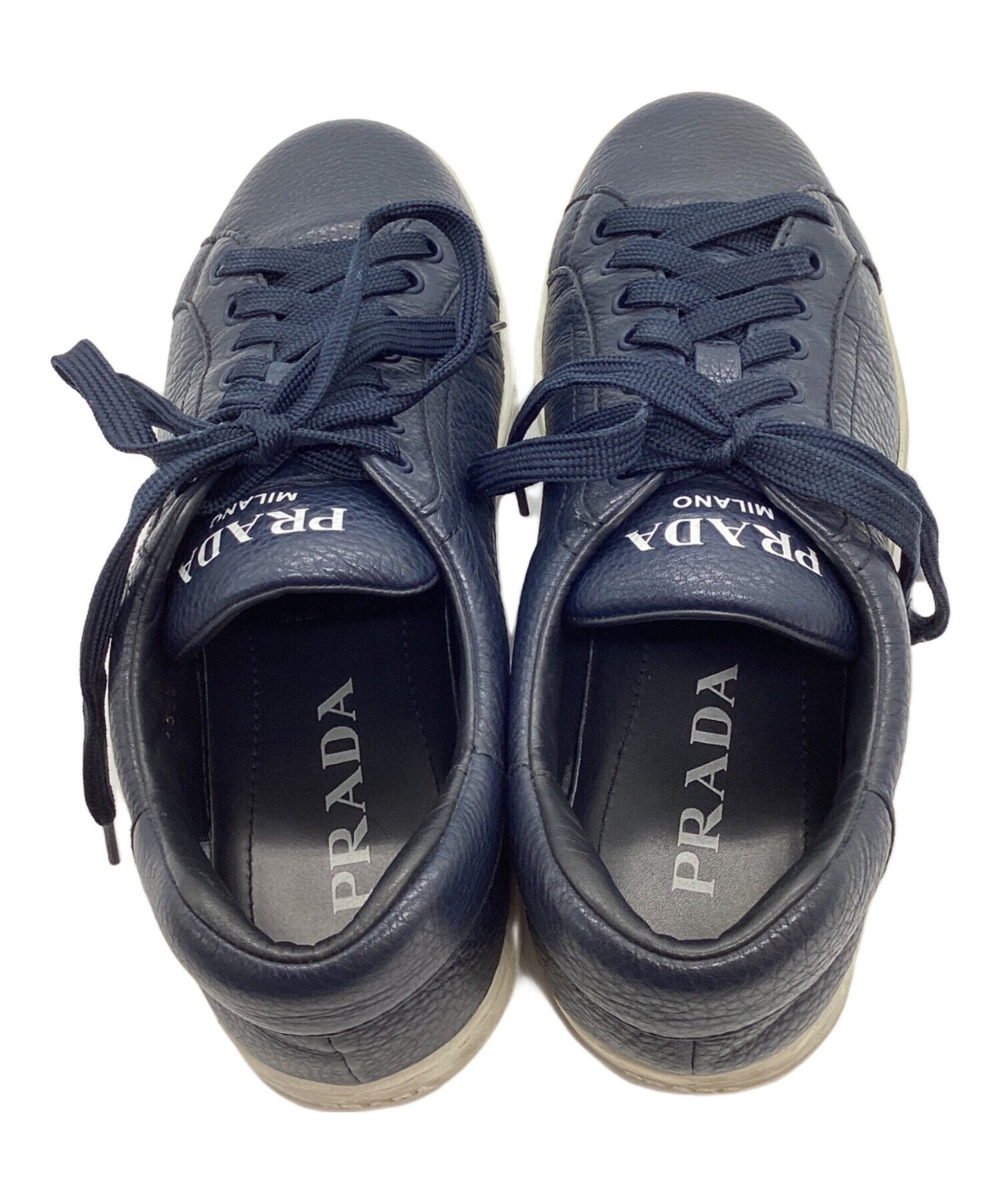中古・古着通販】PRADA (プラダ) レザースニーカー ネイビー 