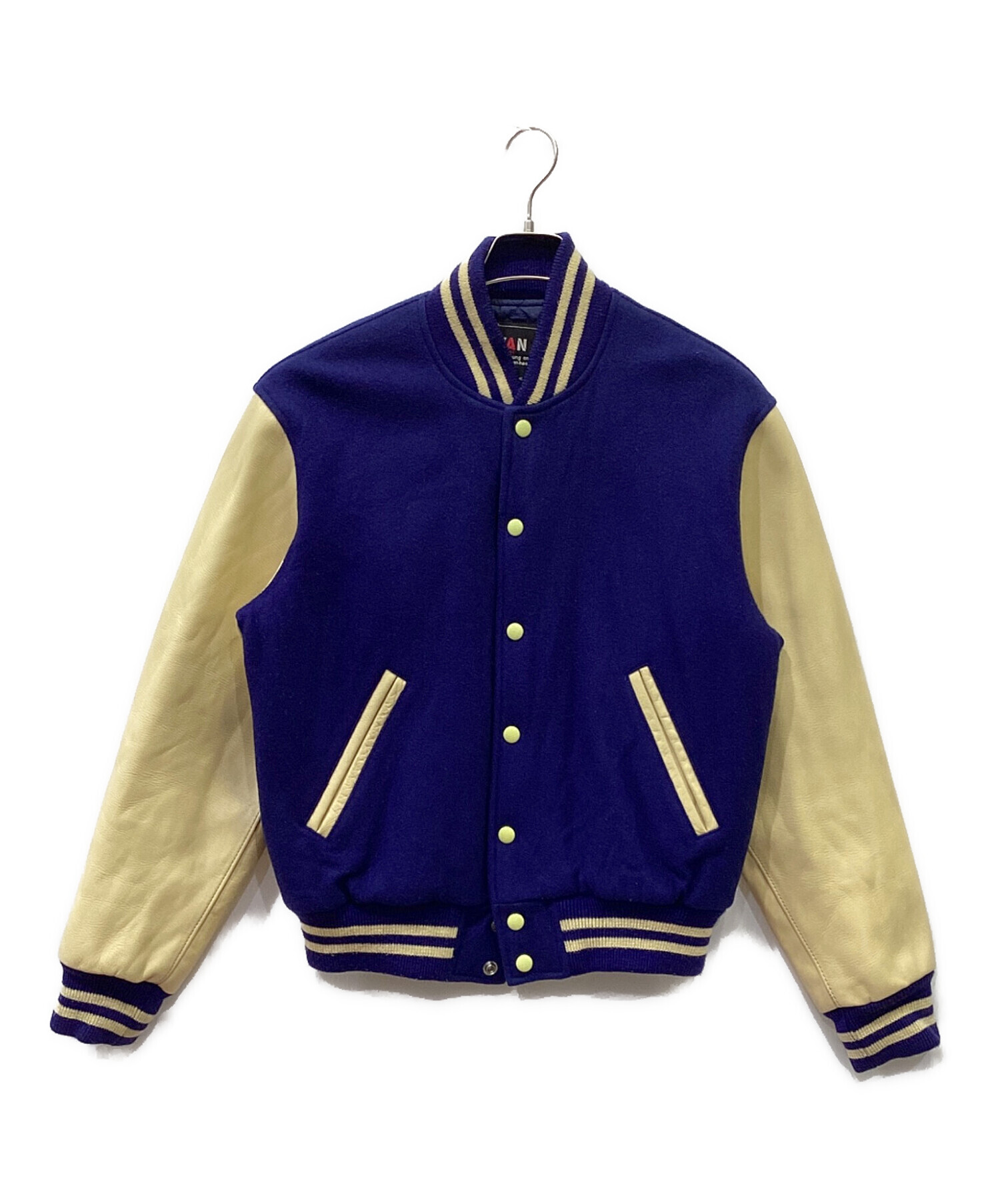VAN JAC スタジアムジャンパーMサイズ袖革ネイビー