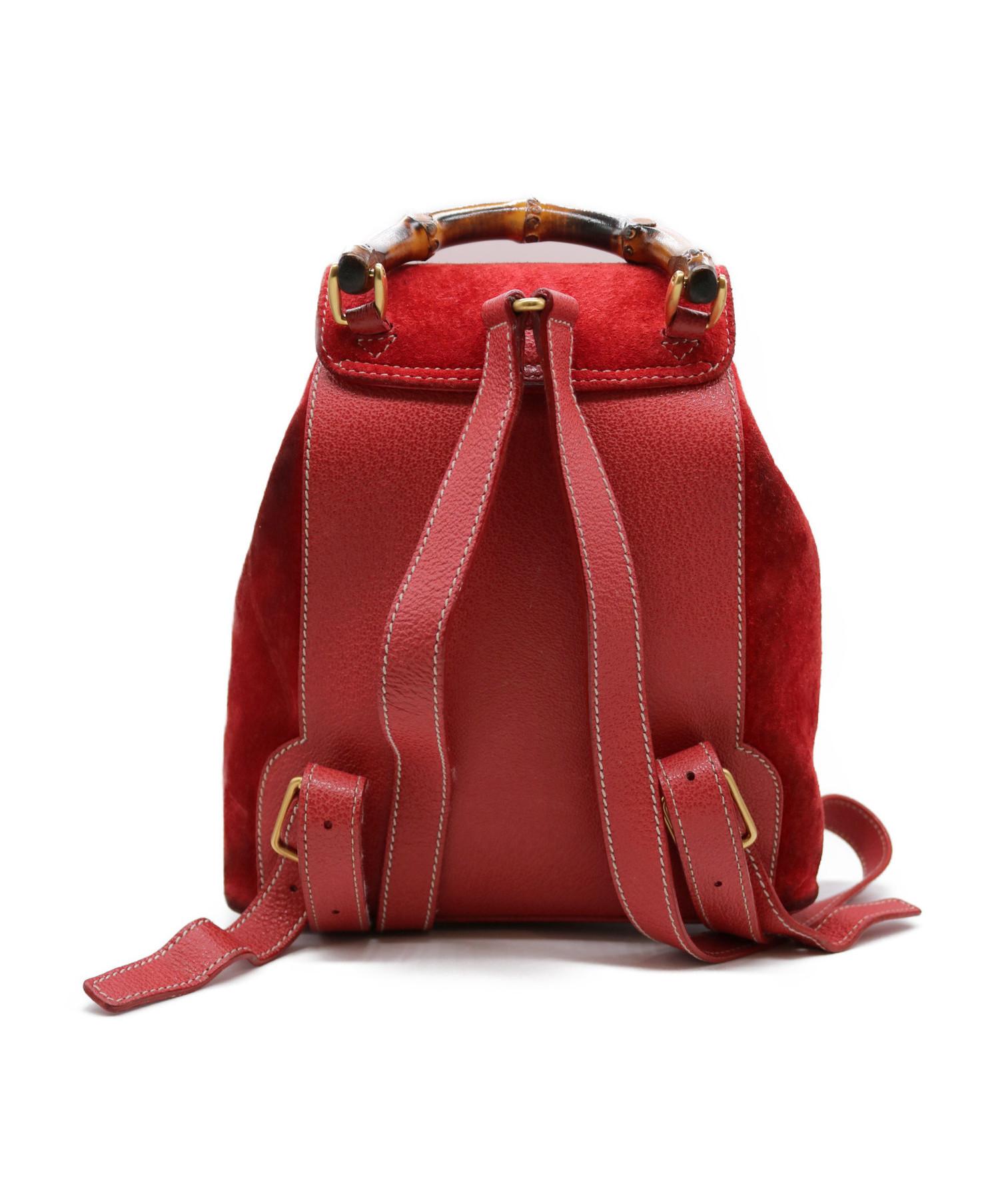 中古・古着通販】GUCCI (グッチ) バンブーハンドルリュック レッド  