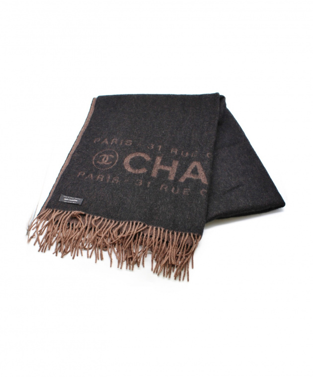 中古・古着通販】CHANEL (シャネル) カシミヤ大判マフラー ブラウン  